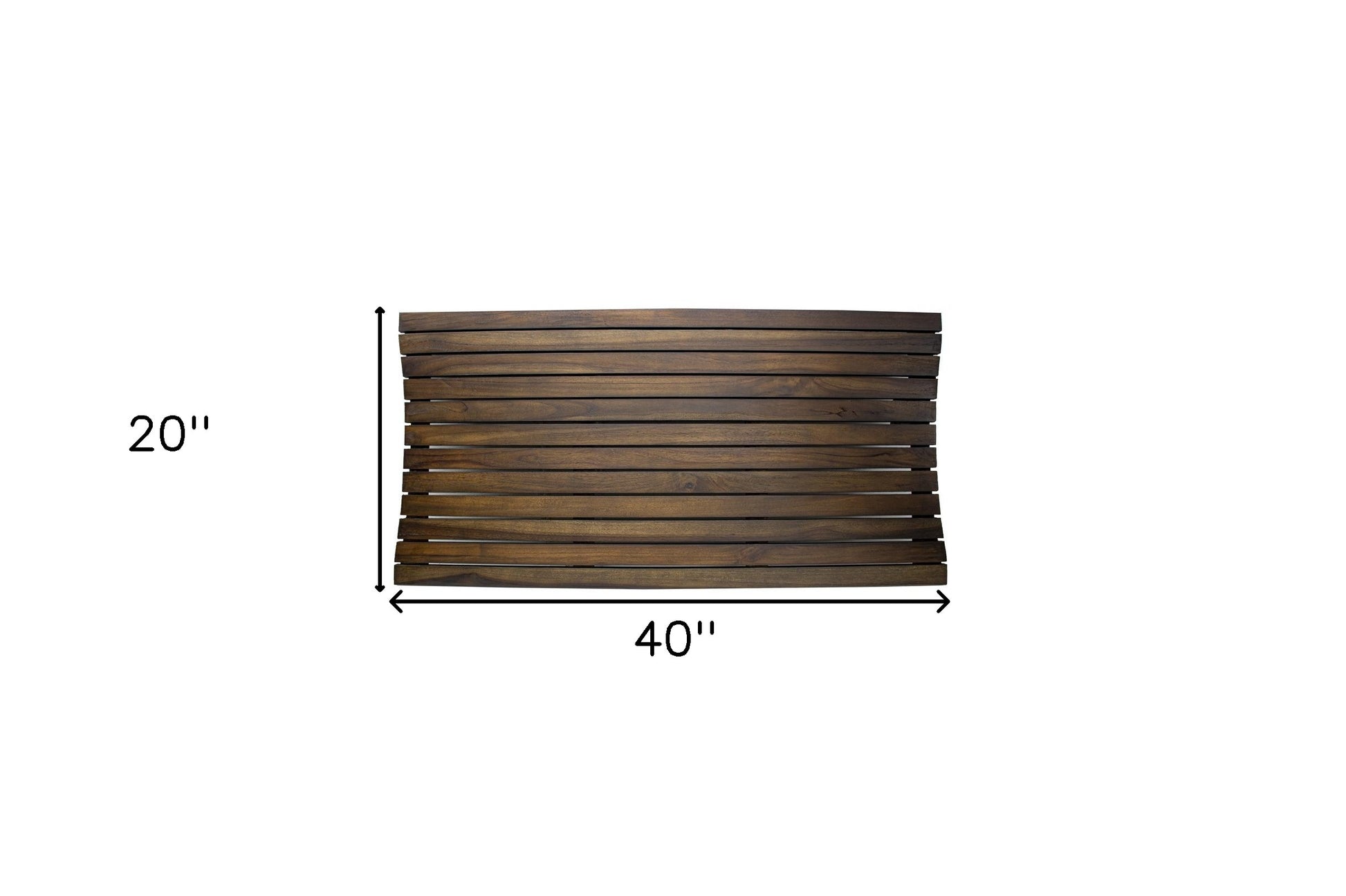 40" Dark Brown Teak Slat Non Slip Bath Mat-Bath Rugs-DECOROLALA