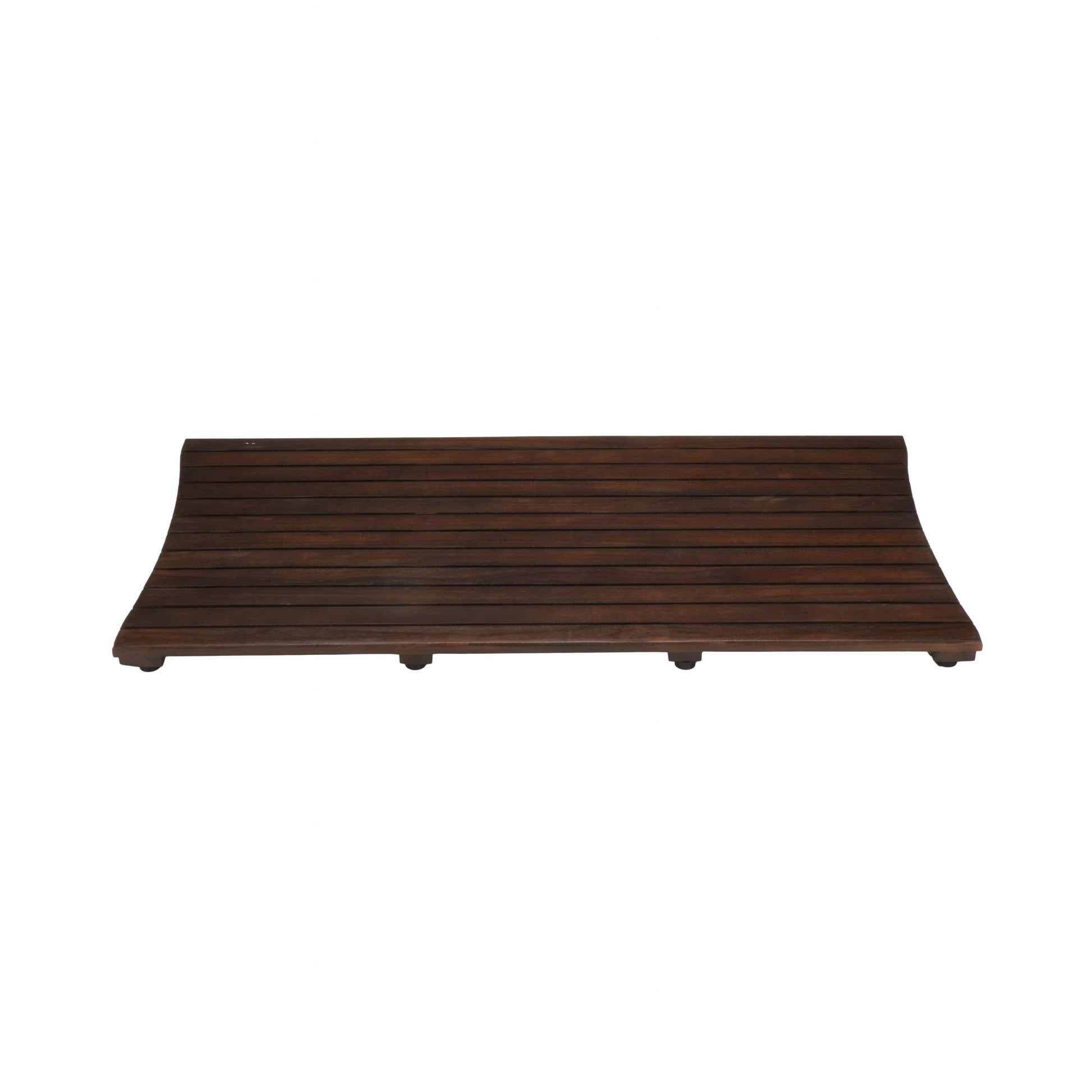 40" Dark Brown Teak Wood Bath Mat-Bath Rugs-DECOROLALA