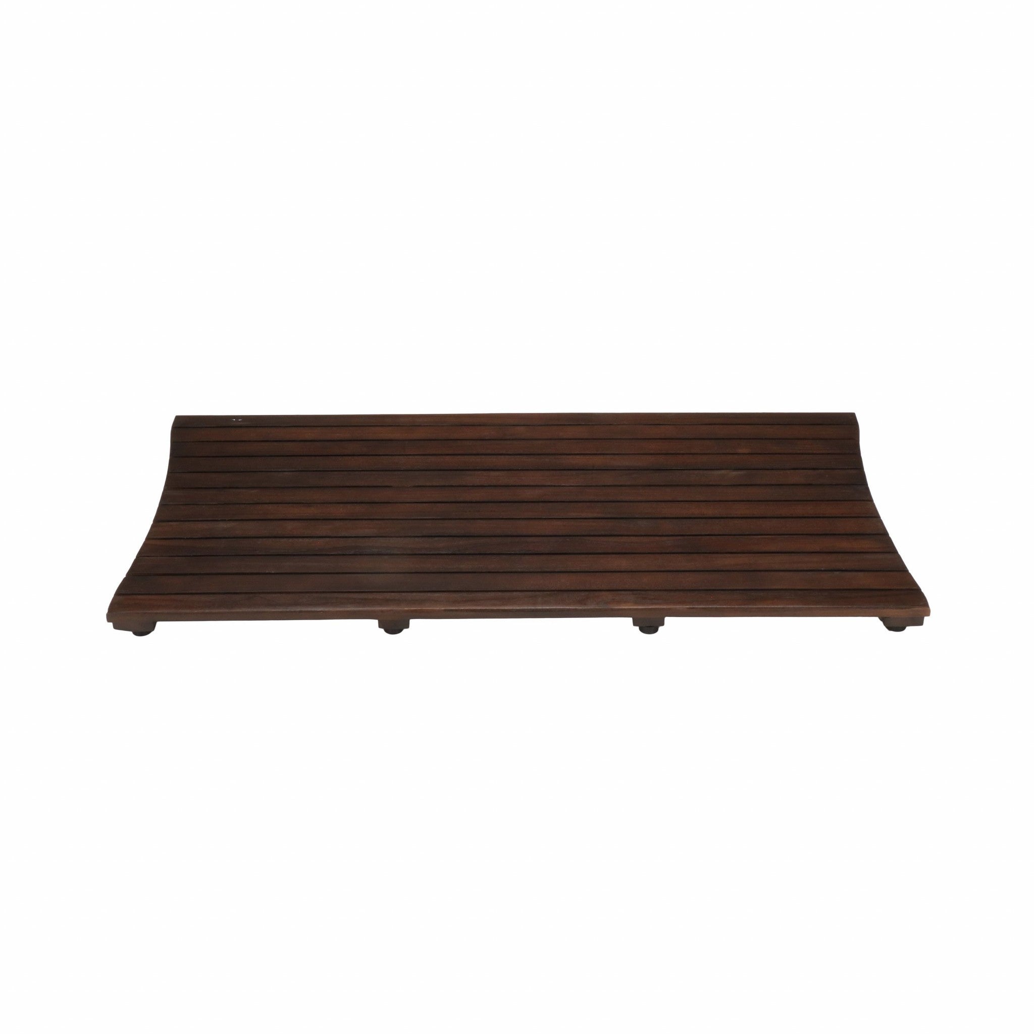 40" Dark Brown Teak Wood Bath Mat-Bath Rugs-DECOROLALA