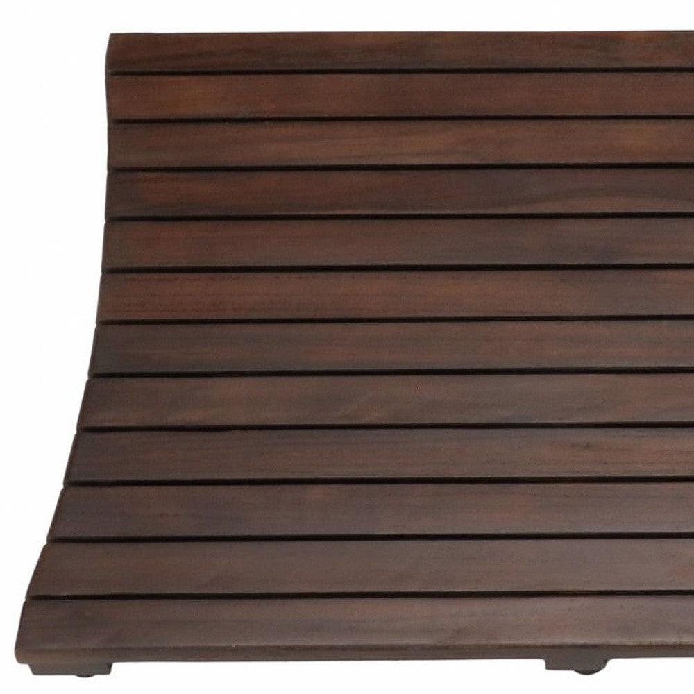 40" Dark Brown Teak Wood Bath Mat-Bath Rugs-DECOROLALA