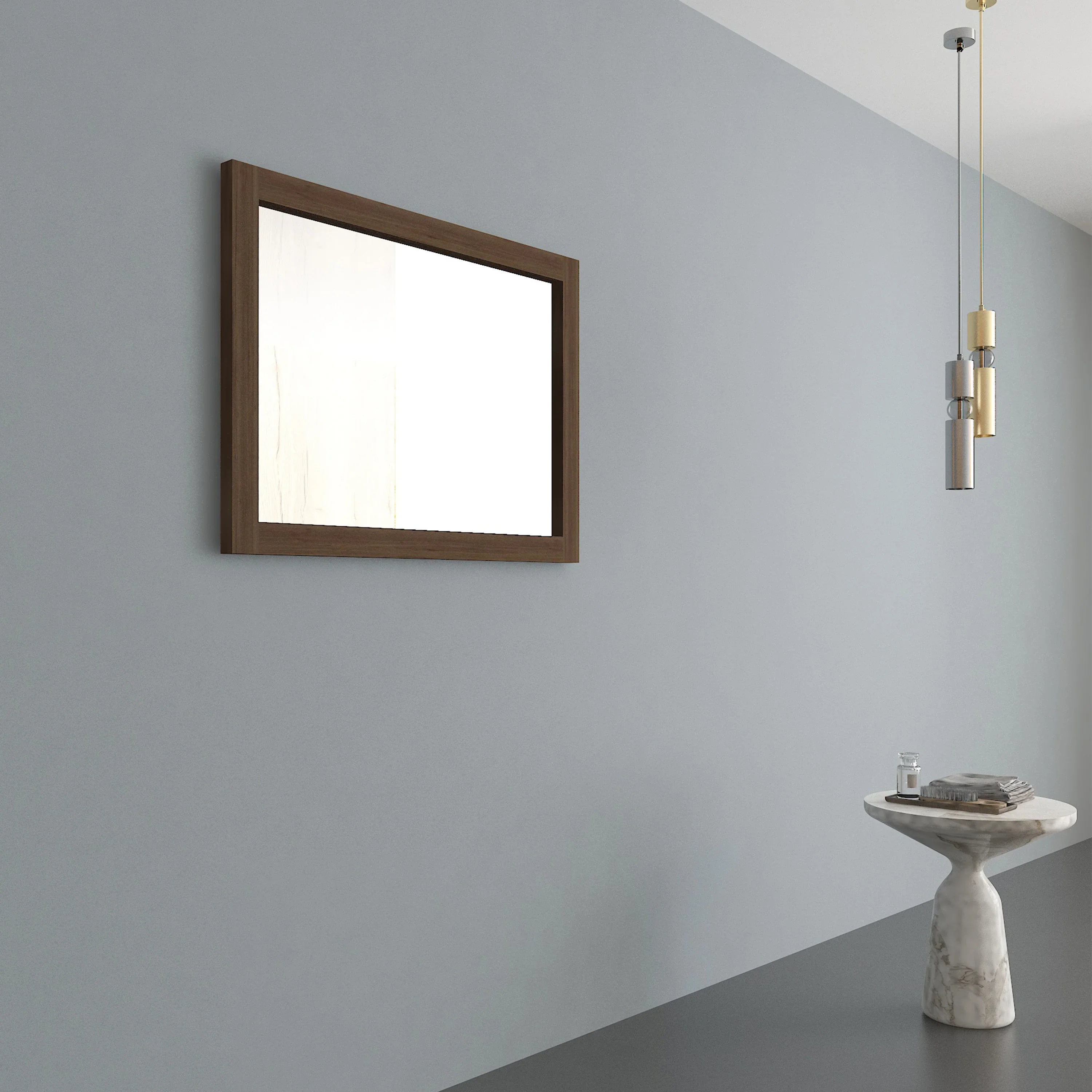 40" Frosted Oak Rectangular Framed Mirror - Designed for Horizontal & Vertical Installation