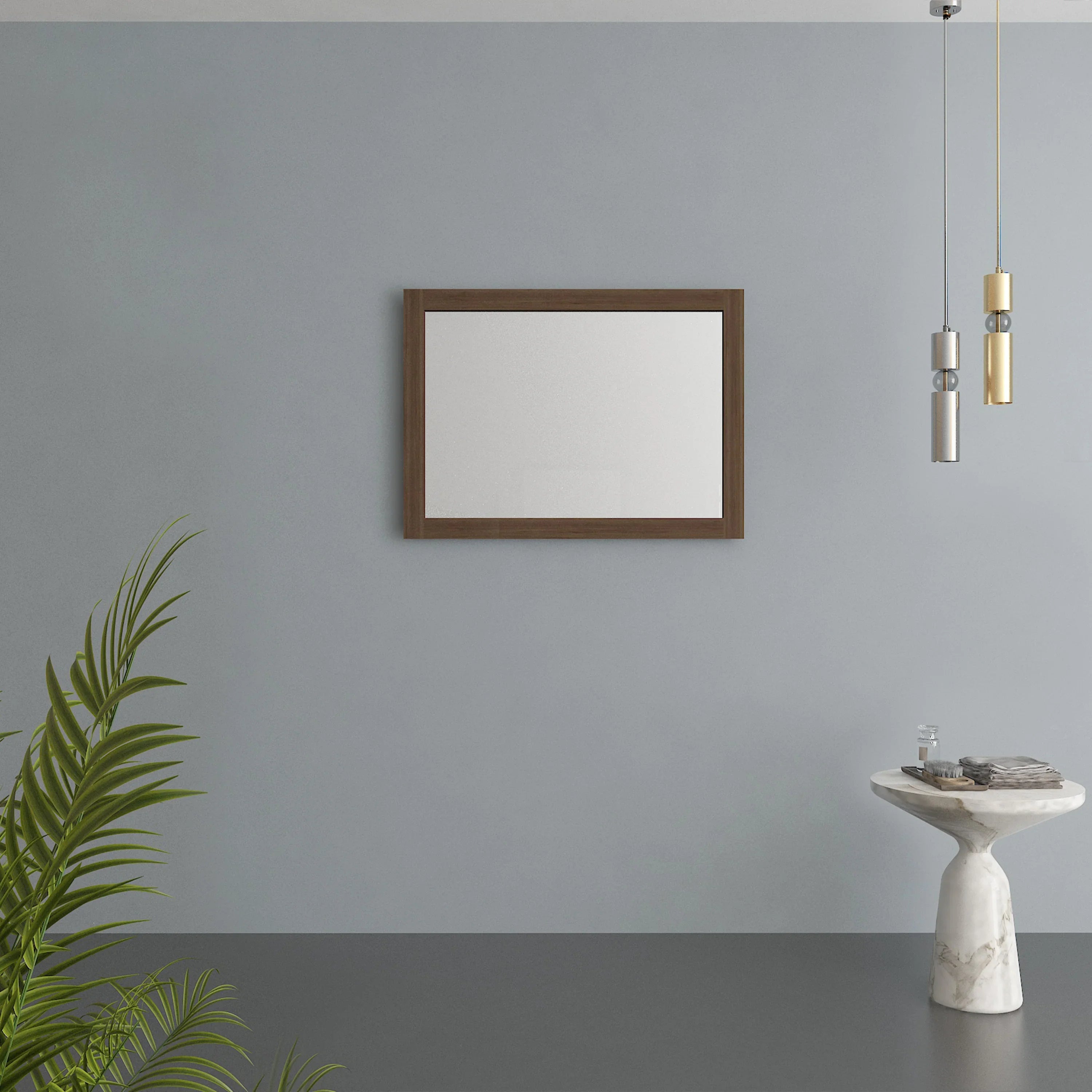 40" Frosted Oak Rectangular Framed Mirror - Designed for Horizontal & Vertical Installation