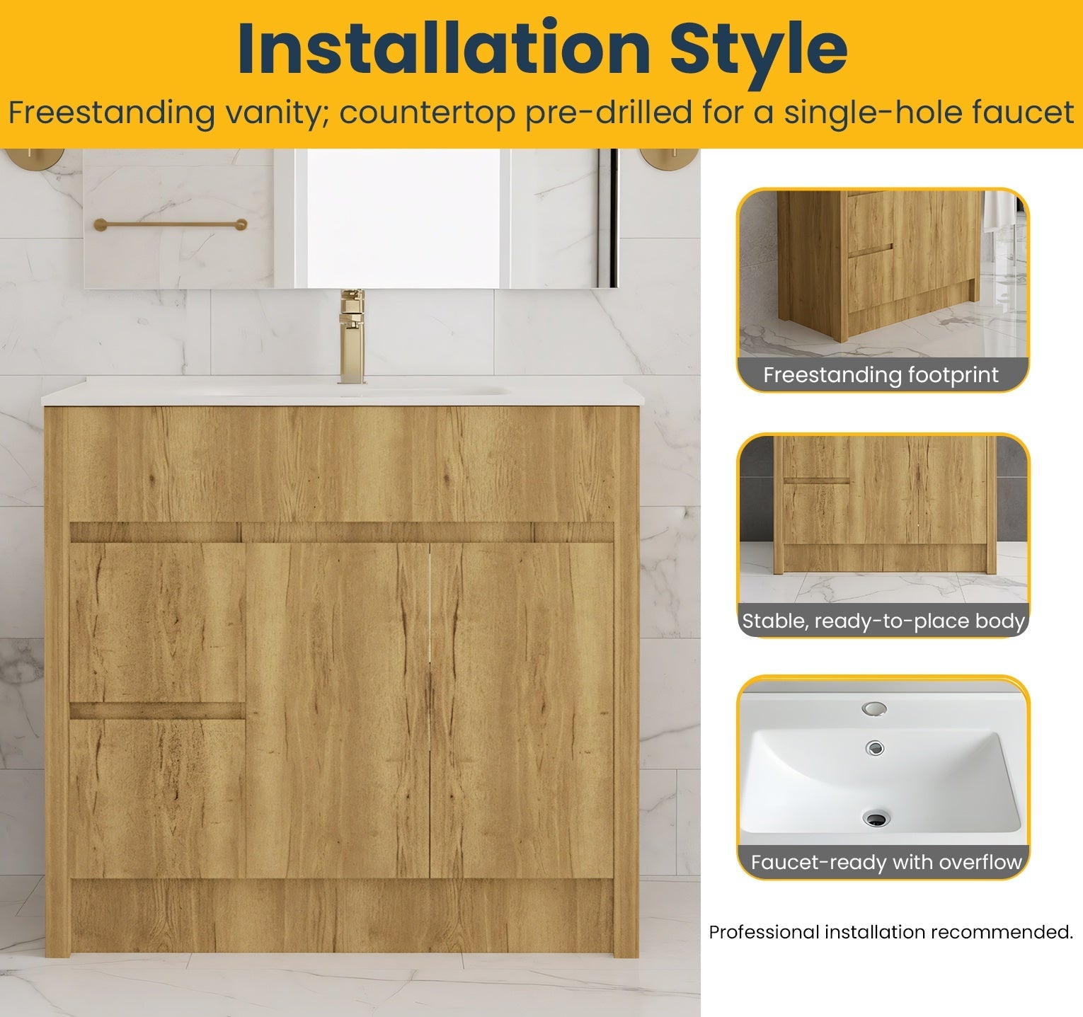 40" Frosted Oak Freestanding Bathroom Vanity with White Ceramic Countertop-Migration_Bathroom Vanities-DECOROLALA