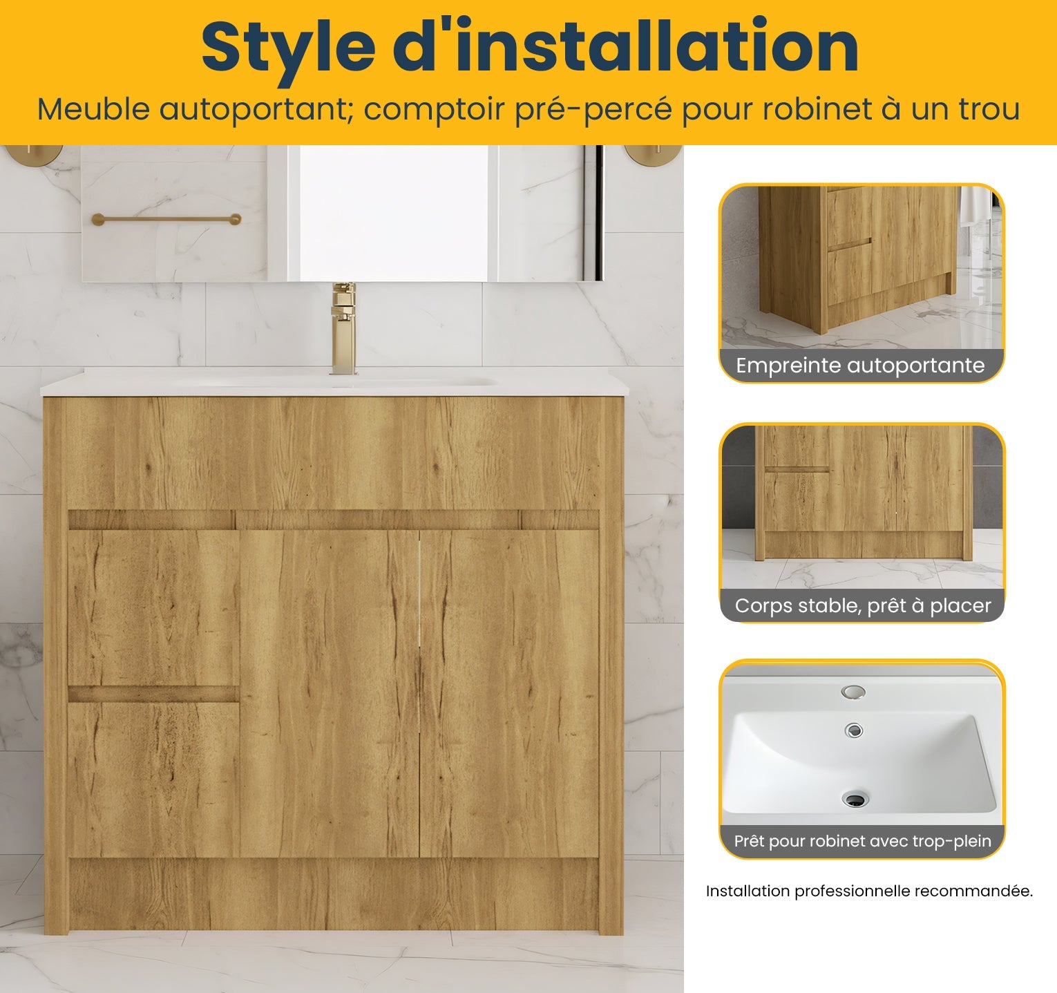 40" Frosted Oak Freestanding Bathroom Vanity with White Ceramic Countertop-Migration_Bathroom Vanities-DECOROLALA