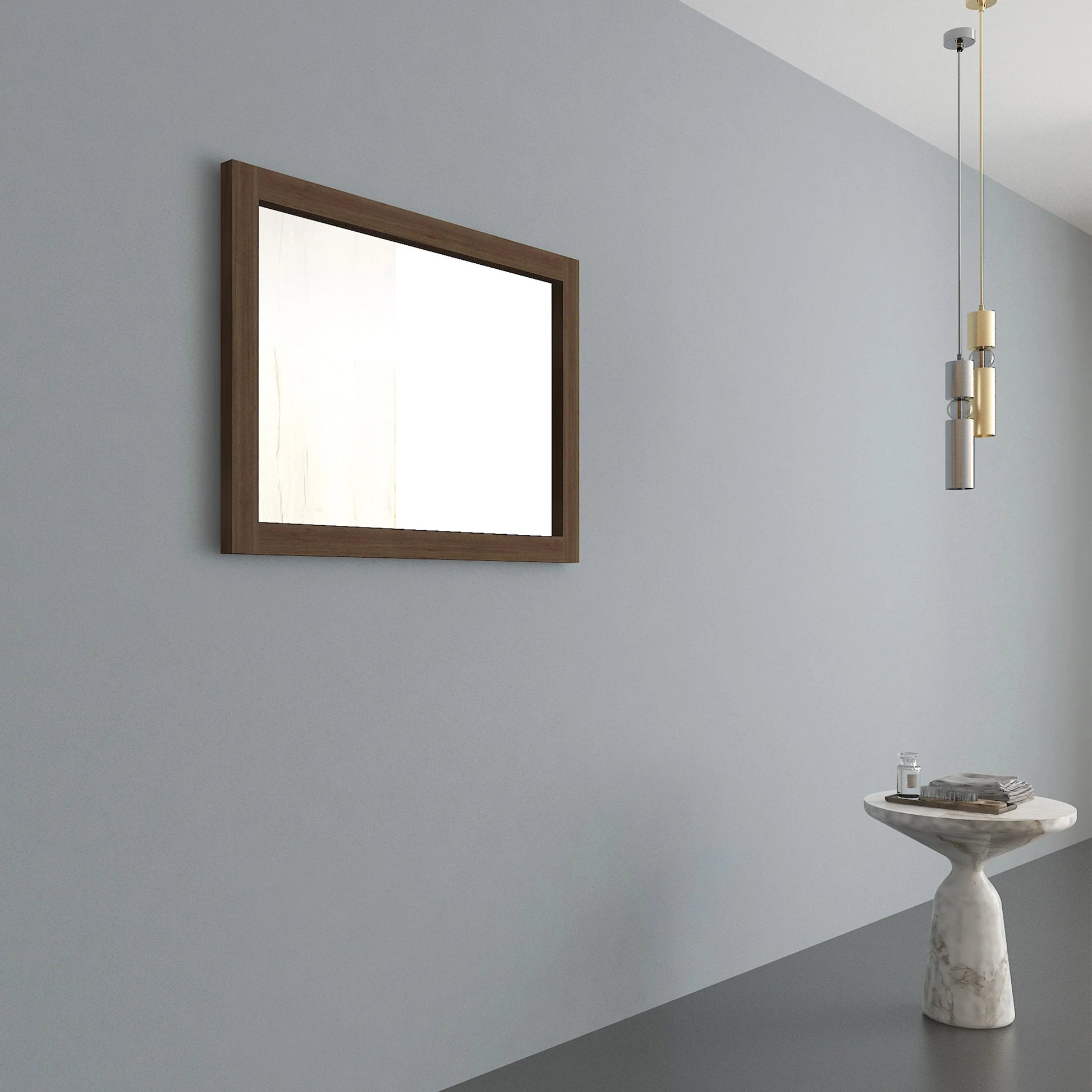 40" Frosted Oak Rectangular Framed Mirror - Designed for Horizontal & Vertical Installation-Mirror-DECOROLALA