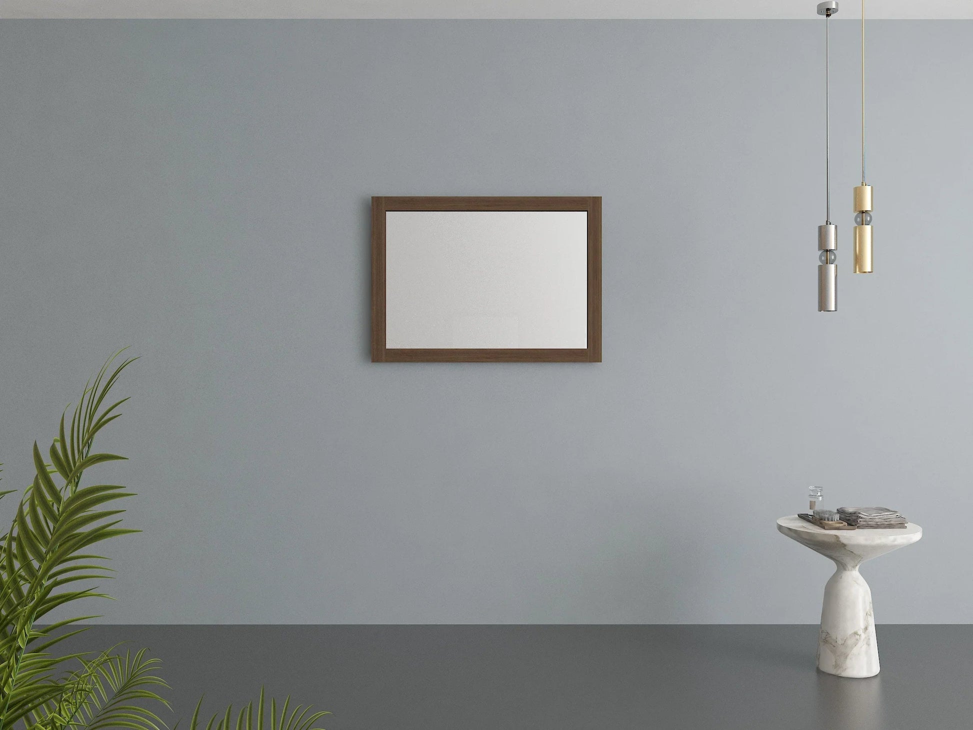 40" Frosted Oak Rectangular Framed Mirror - Designed for Horizontal & Vertical Installation-Mirror-DECOROLALA