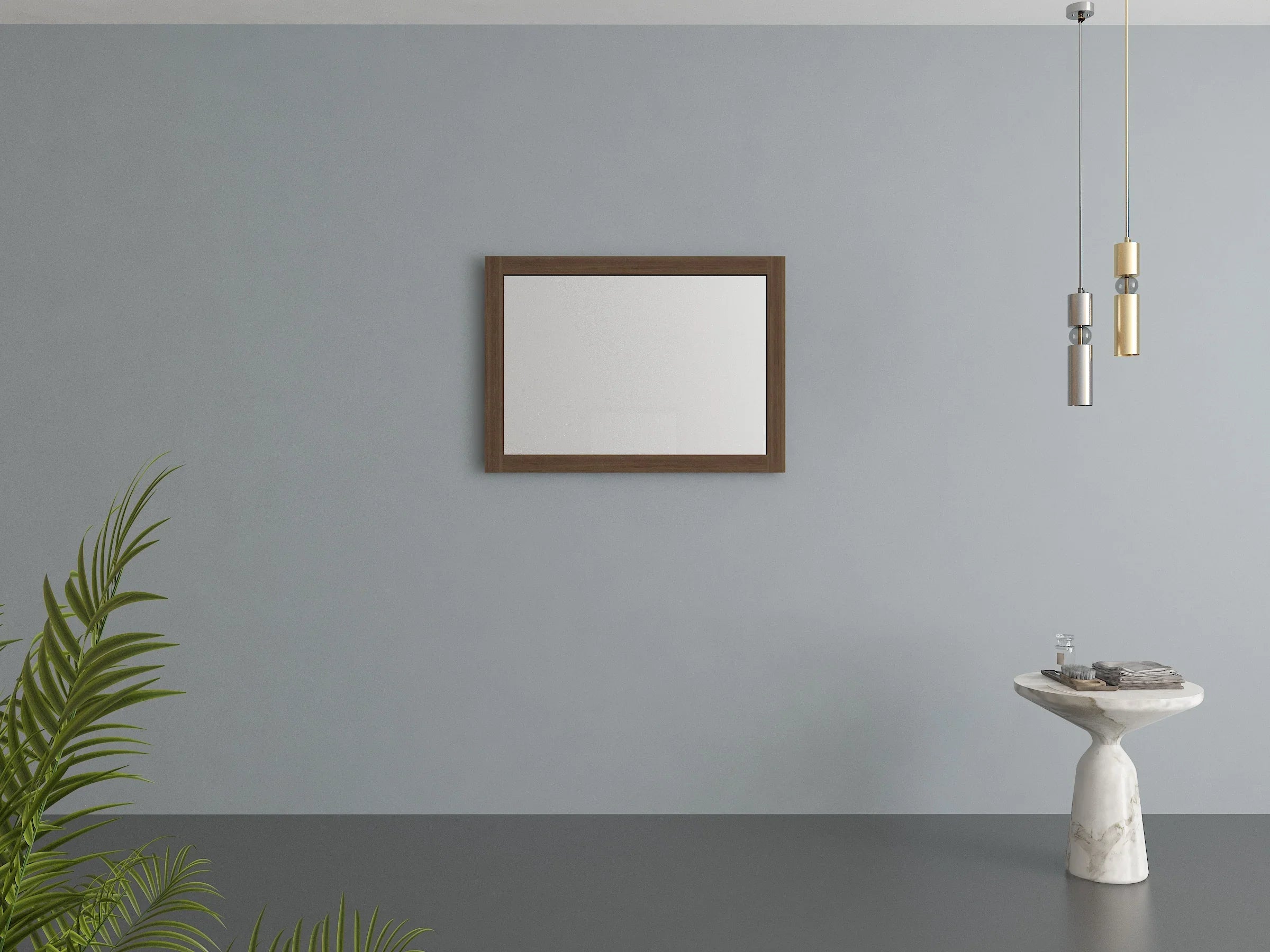 40" Frosted Oak Rectangular Framed Mirror - Designed for Horizontal & Vertical Installation-Mirror-DECOROLALA