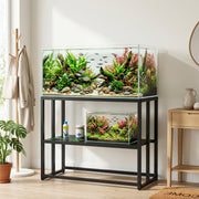 40 Gallon Steel Fish Tank Stand with Storage Shelf - Black-Small Animals-DECOROLALA