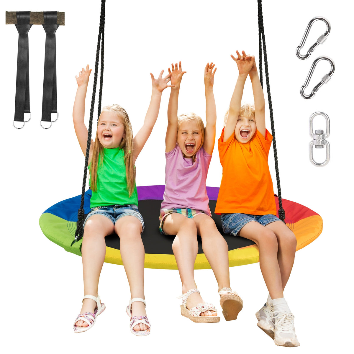 40 Inch 770 lbs Flying Saucer Tree Swing Kids Gift with 2 Tree Hanging Straps