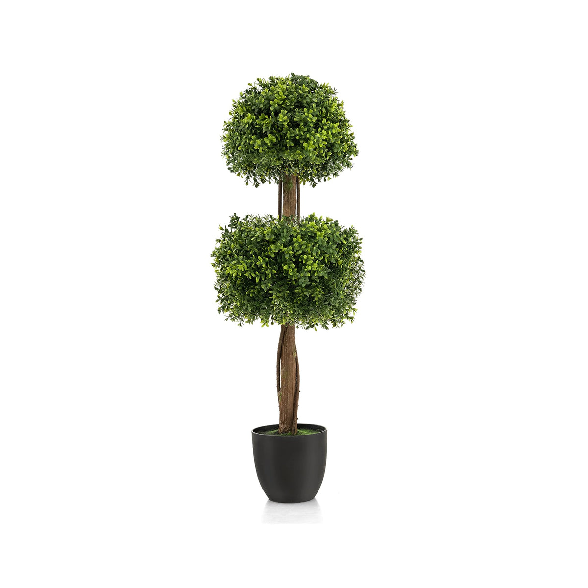 40 Inch Artificial Boxwood Topiary Ball Tree for Front Porch Patio Home-Green-Artificial Plants-DECOROLALA
