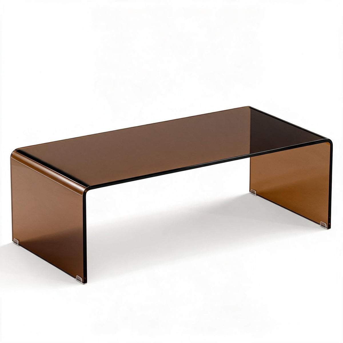 40 Inch Glass Coffee Table with Tempered Glass Top and Round Edges for Home-Dark Brown-Coffee Tables-DECOROLALA
