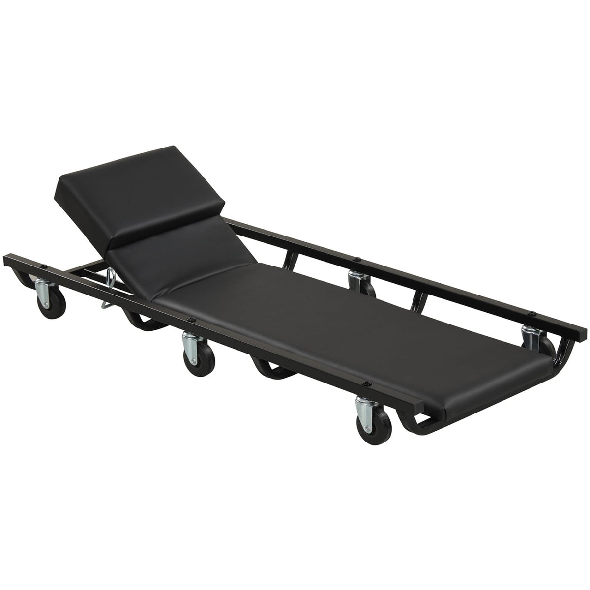 40 Inch Rolling Creeper Padded Mechanic Cart with Adjustable Backrest and Headrest-Black-Garages-DECOROLALA