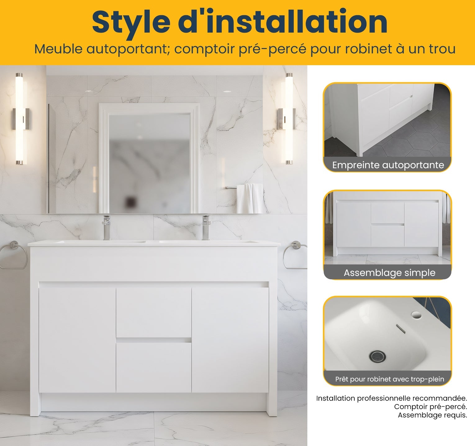 40" Matte White Freestanding Single Sink Bathroom Vanity with White Ceramic Countertop-Migration_Bathroom Vanities-DECOROLALA