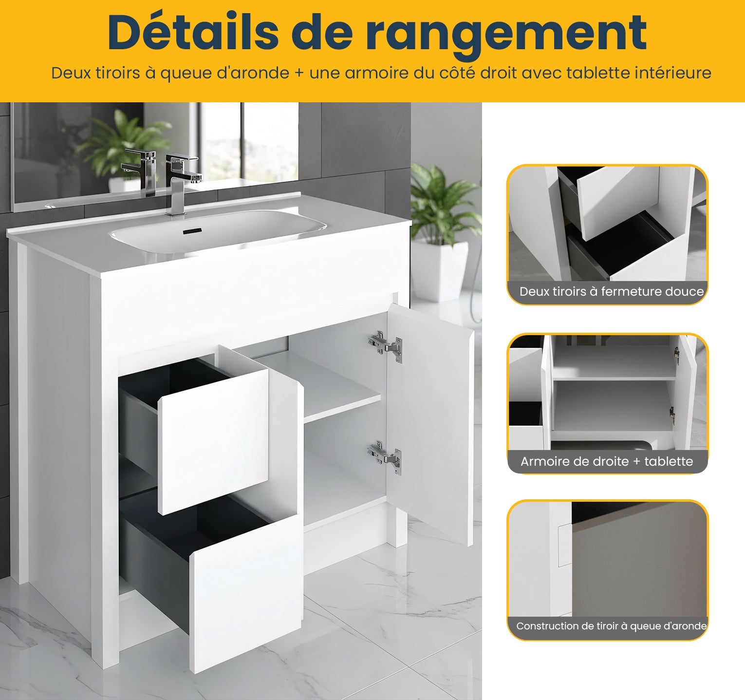 40" Matte White Freestanding Single Sink Bathroom Vanity with White Ceramic Countertop-Migration_Bathroom Vanities-DECOROLALA