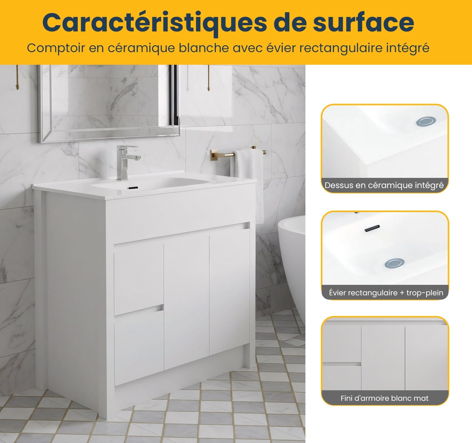 40" Matte White Freestanding Single Sink Bathroom Vanity with White Ceramic Countertop-Migration_Bathroom Vanities-DECOROLALA