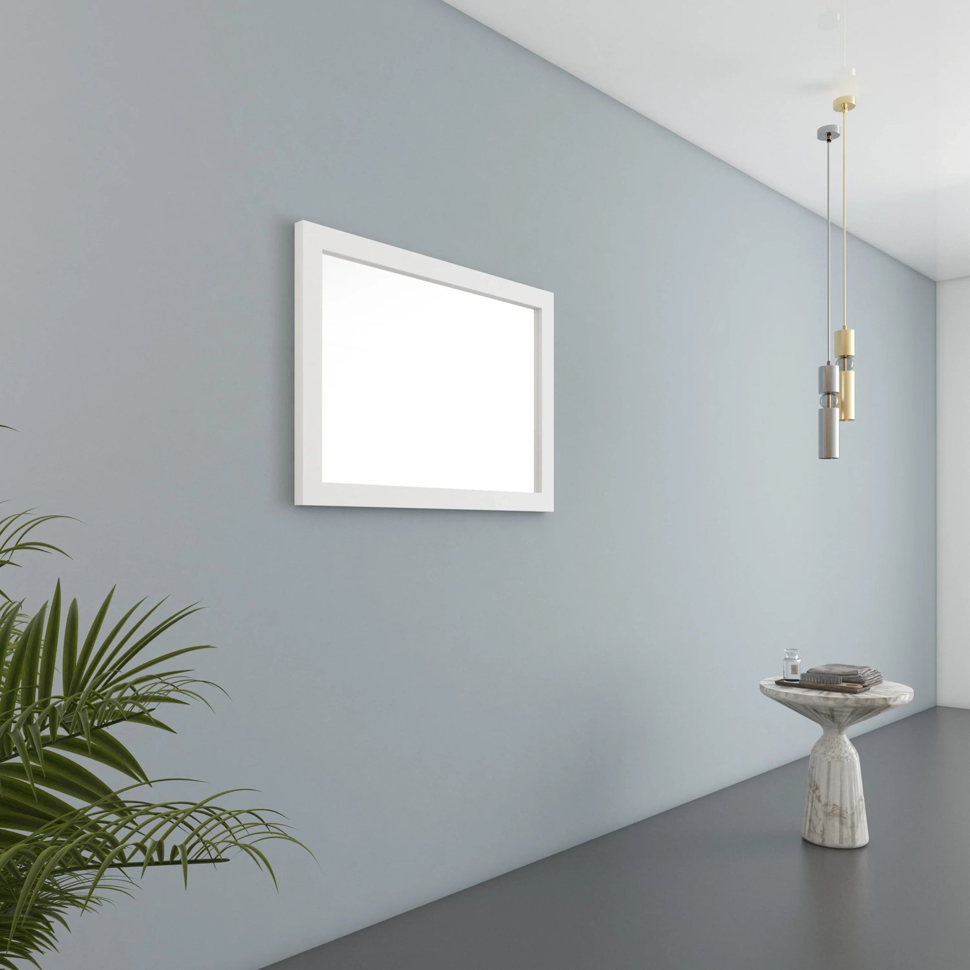 40" Matte White Rectangular Framed Mirror - Designed for Horizontal & Vertical Installation-Migration_Mirrors-DECOROLALA