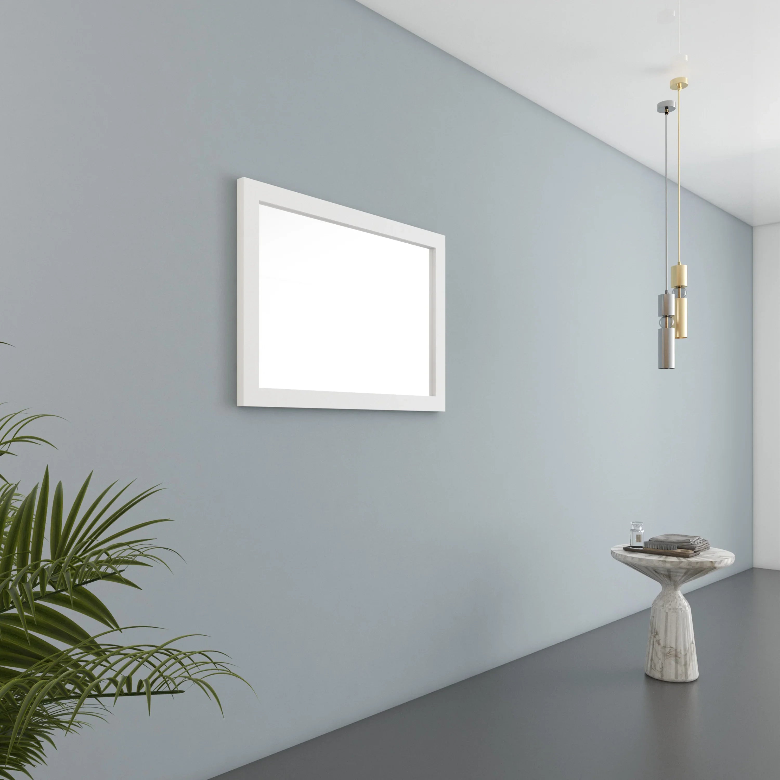 40" Matte White Rectangular Framed Mirror - Designed for Horizontal & Vertical Installation-Migration_Mirrors-DECOROLALA