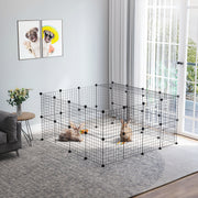 40-Piece Portable Metal Wire Small Animal Cage with Ramps - Black-Small Animals-DECOROLALA