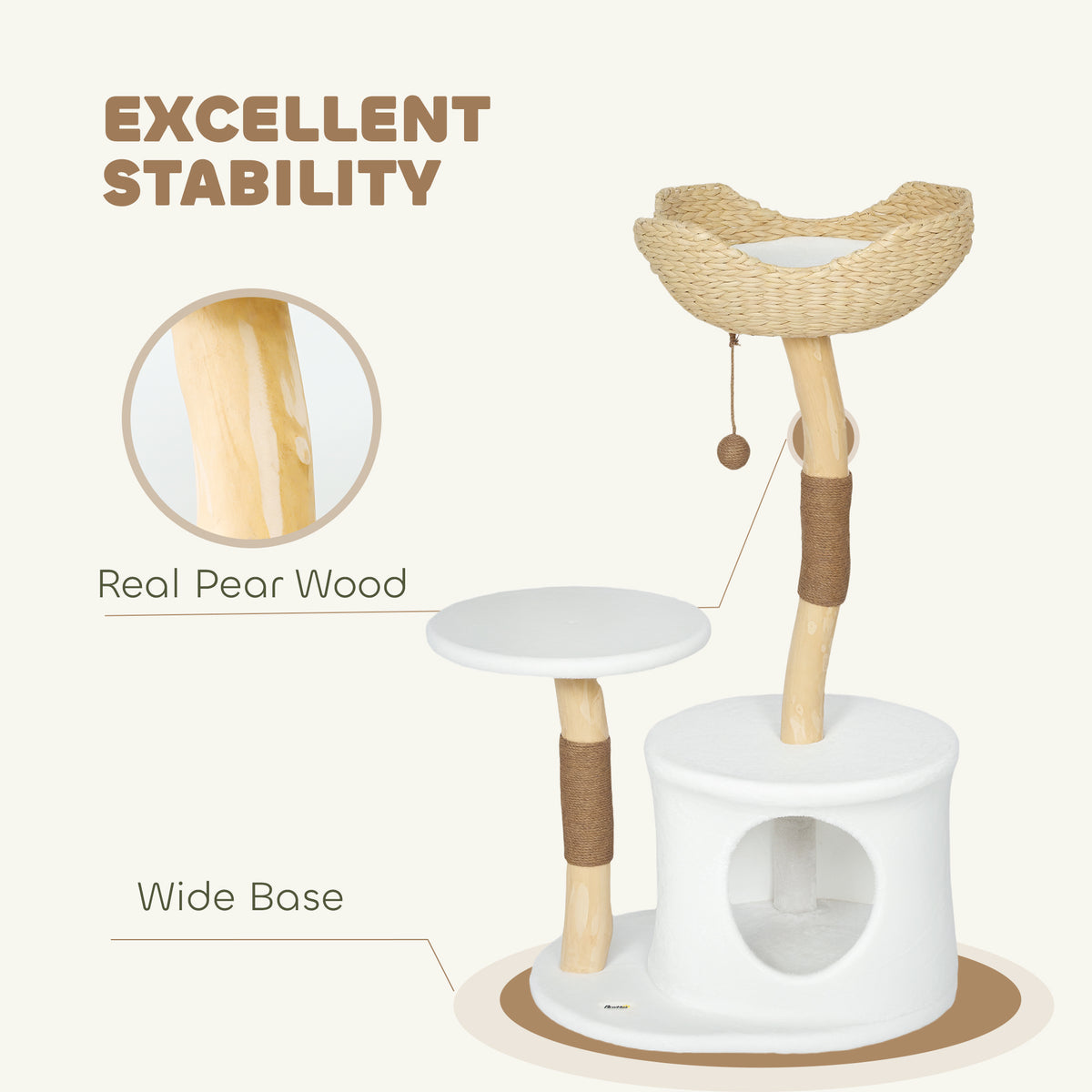 40" Real Wood Cat Tree - Stable Tower with Condo and Perch-Cats-DECOROLALA
