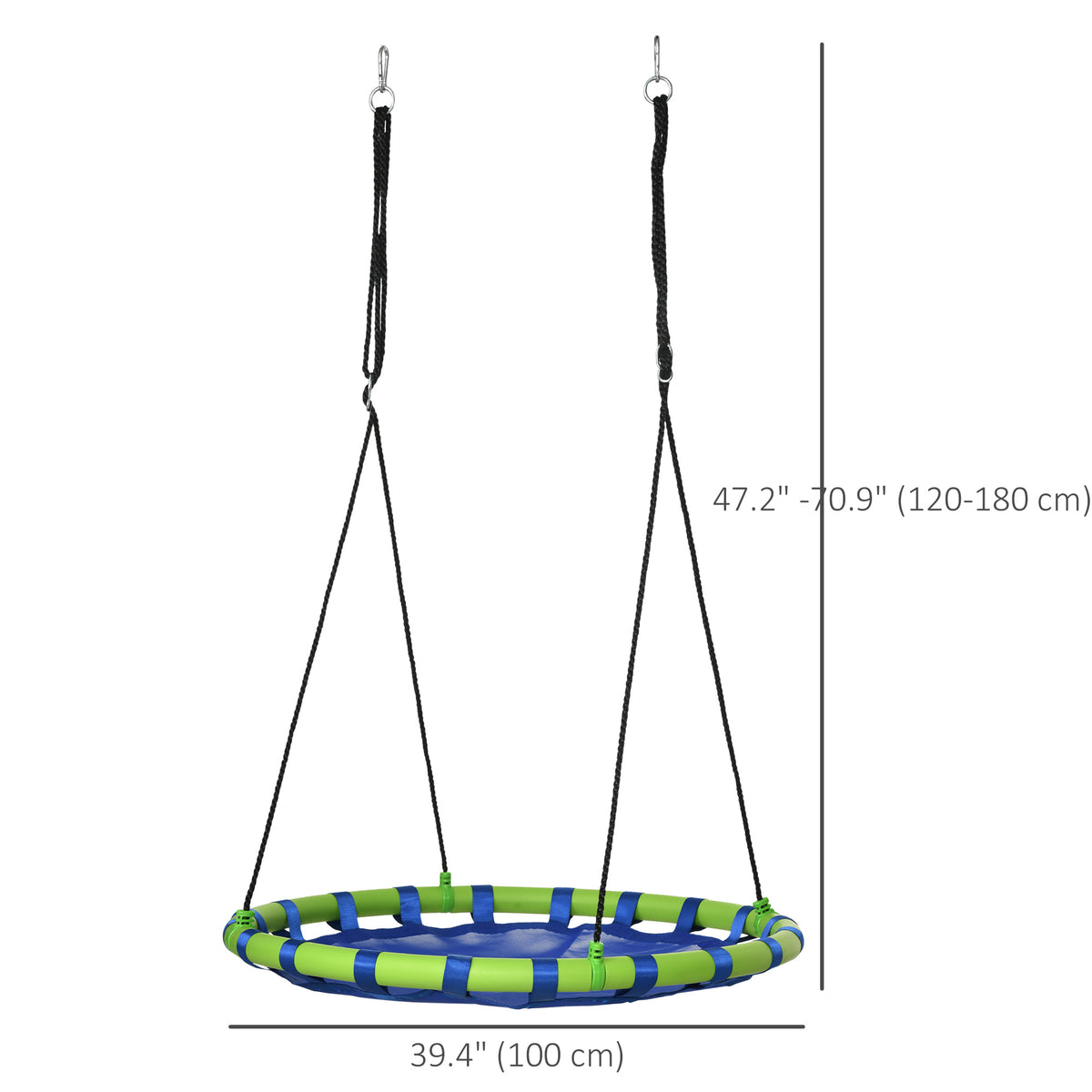 40 Inch Saucer Tree Swing Set for Kids with Adjustable Hanging Ropes, Steel Frame for Kids, 330lbs Capacity, Blue-Toys & Games > Kids Outdoor Play > Gym Sets & Swings-DECOROLALA