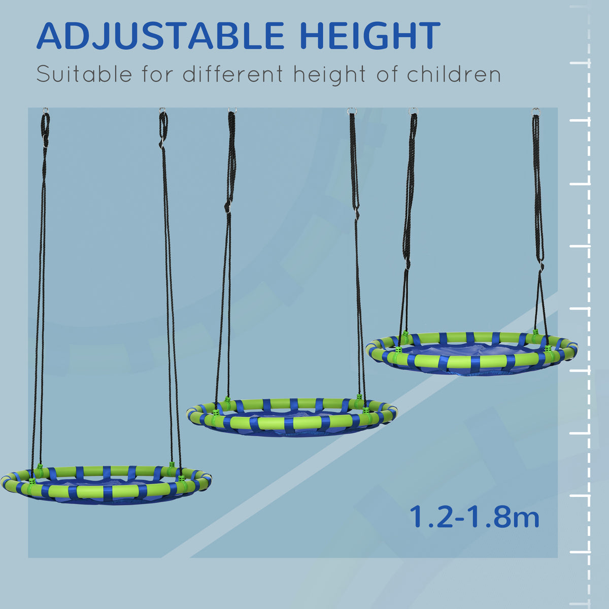 40 Inch Saucer Tree Swing Set for Kids with Adjustable Hanging Ropes, Steel Frame for Kids, 330lbs Capacity, Blue-Toys & Games > Kids Outdoor Play > Gym Sets & Swings-DECOROLALA