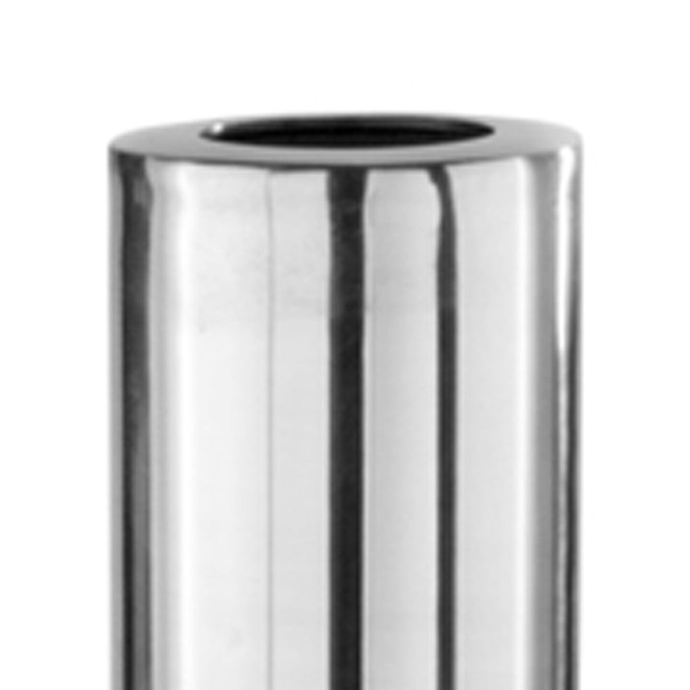 40" Silver Aluminum Cylindrical Floor Vase-Vases-DECOROLALA