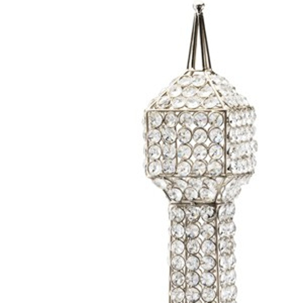 40" Silver Faux Crystal and Silver Tabletop Sculpture-Sculptures-DECOROLALA