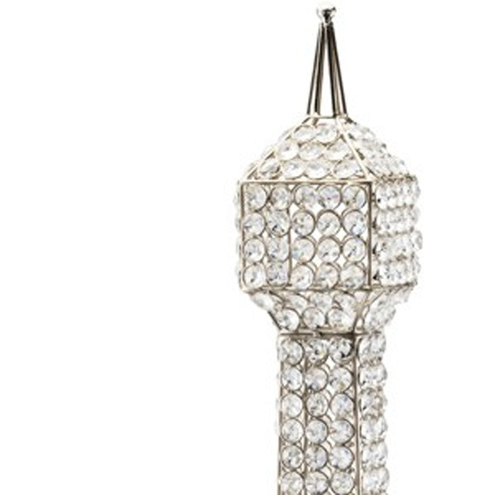 40" Silver Faux Crystal and Silver Tabletop Sculpture-Sculptures-DECOROLALA