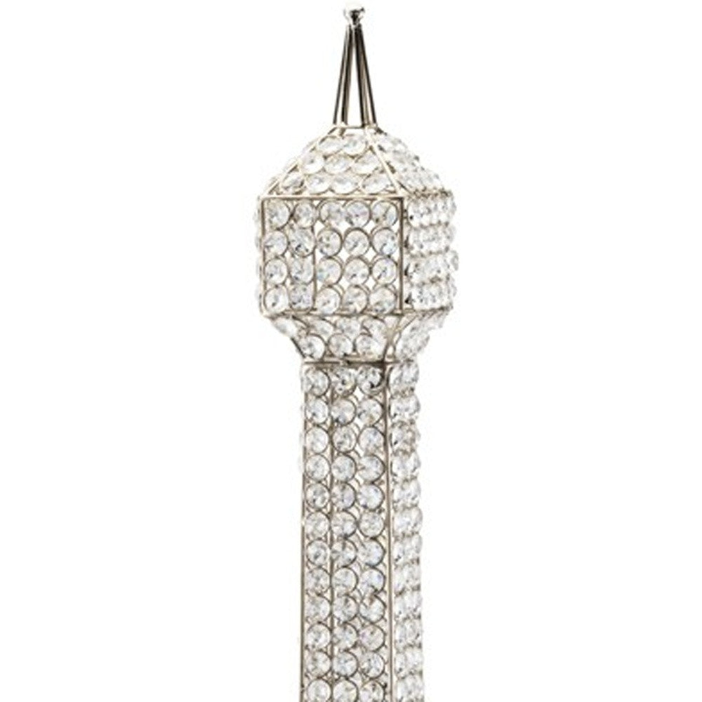 40" Silver Faux Crystal and Silver Tabletop Sculpture-Sculptures-DECOROLALA