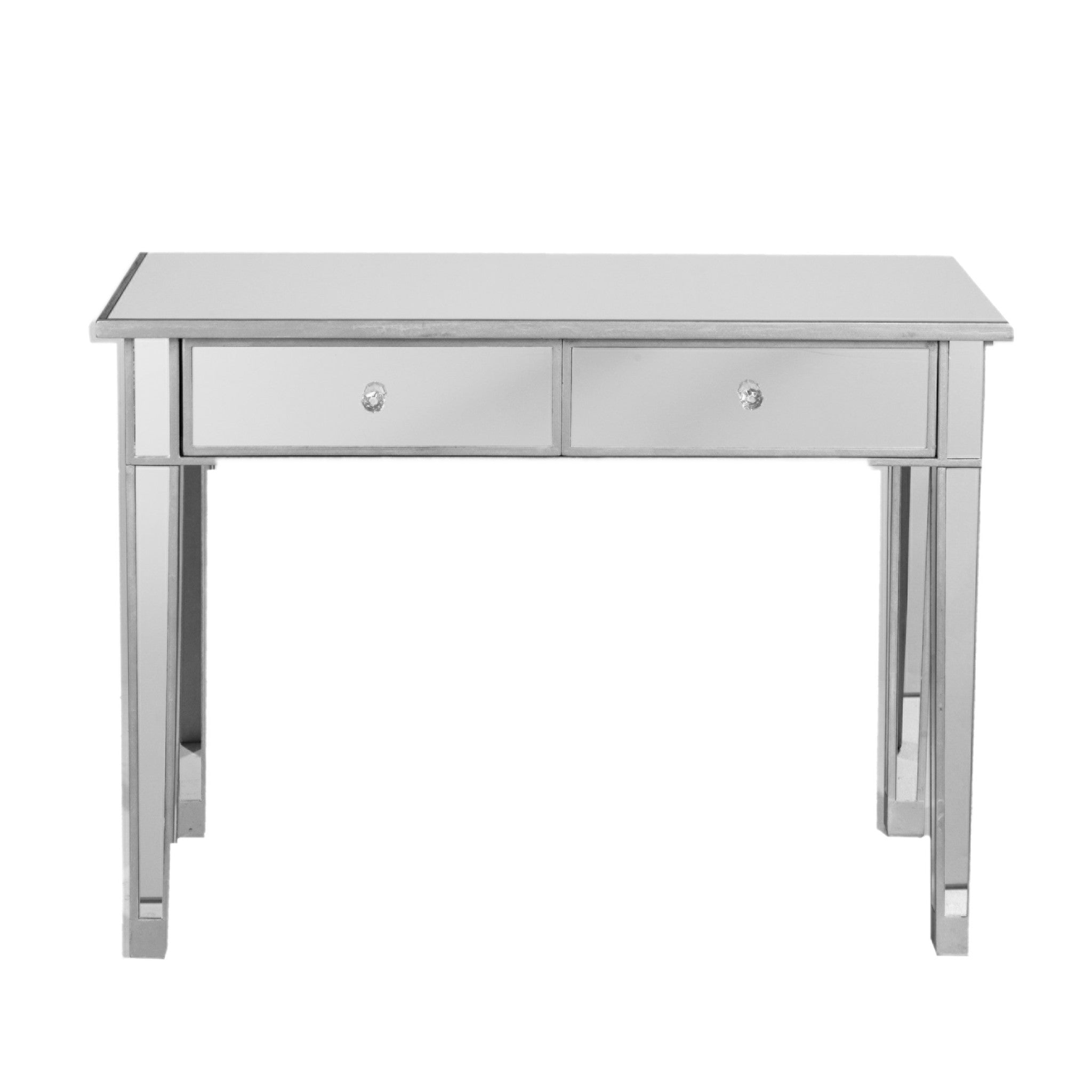 40" Silver Mirrored Glass Console Table And Drawers-Console Tables-DECOROLALA