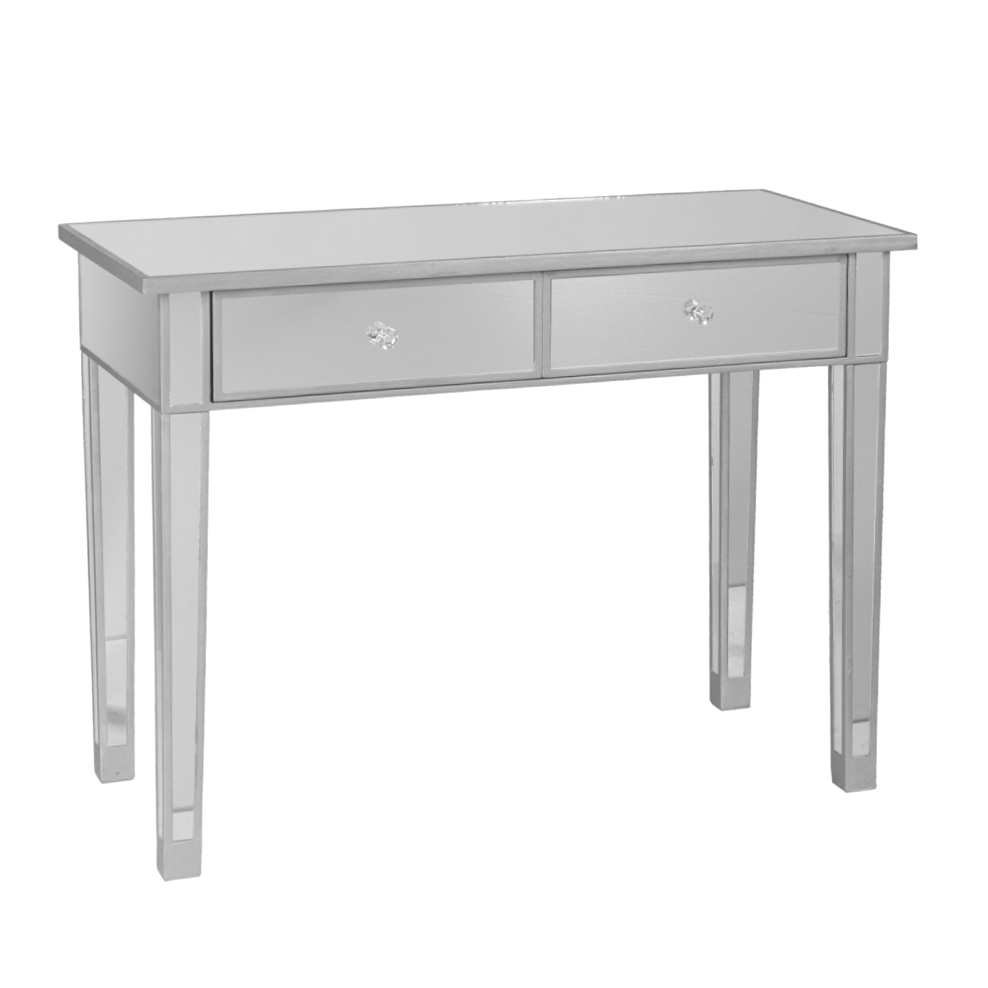 40" Silver Mirrored Glass Console Table And Drawers-Console Tables-DECOROLALA