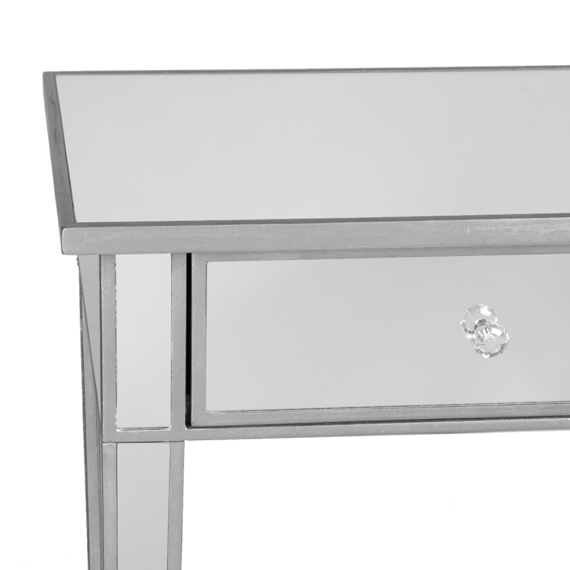 40" Silver Mirrored Glass Console Table And Drawers-Console Tables-DECOROLALA