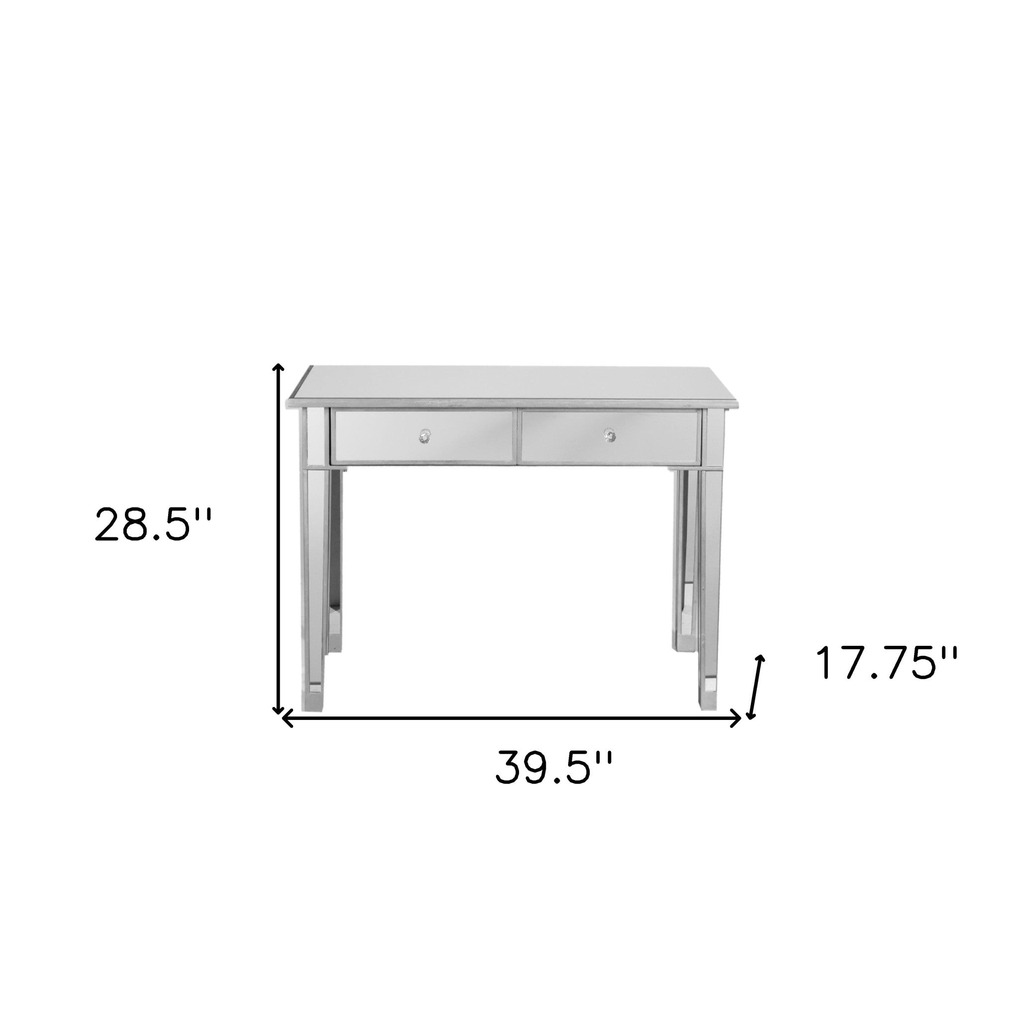 40" Silver Mirrored Glass Console Table And Drawers-Console Tables-DECOROLALA