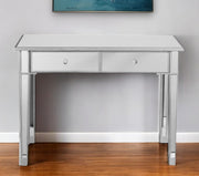 40" Silver Mirrored Glass Console Table And Drawers-Console Tables-DECOROLALA