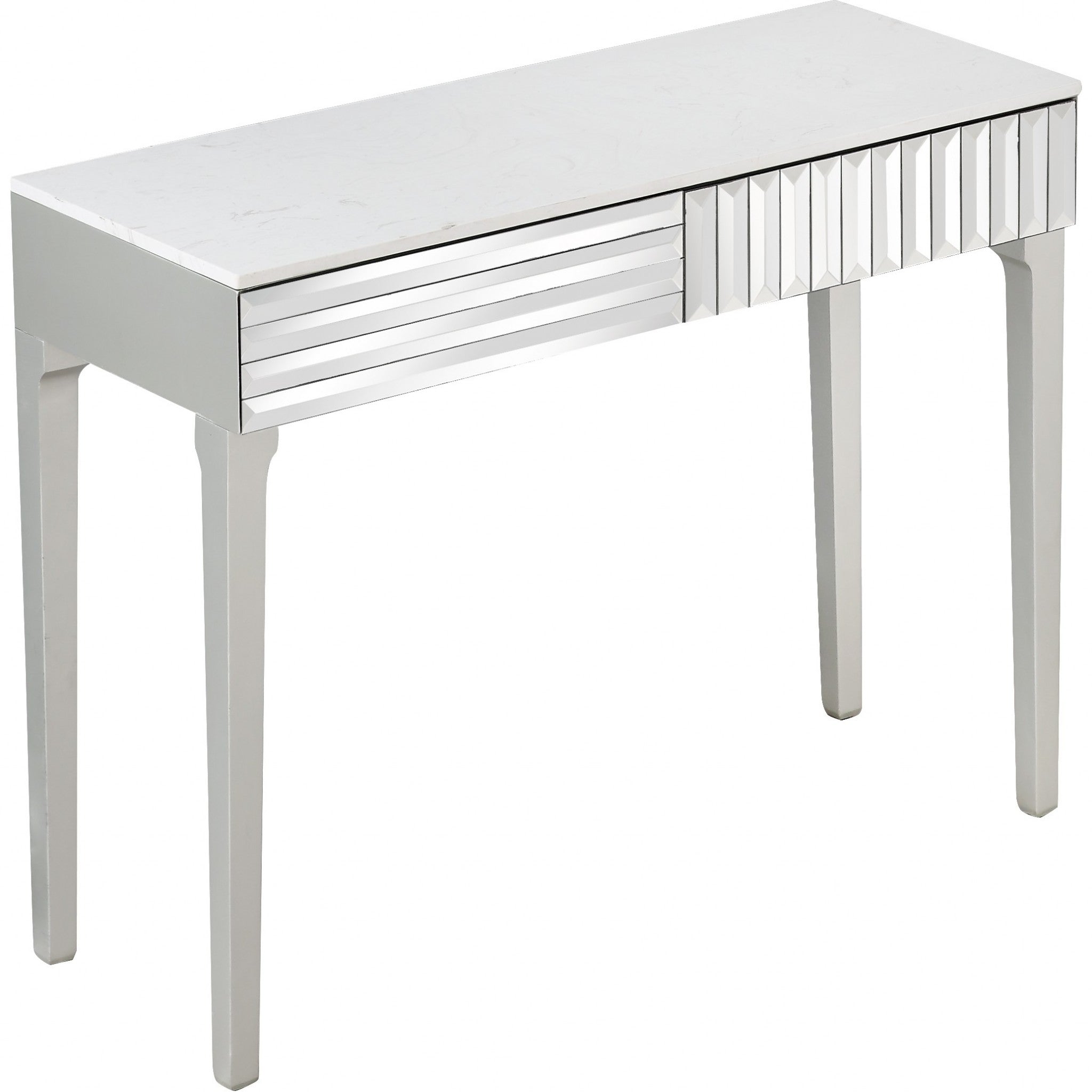 40" Silver Mirrored Glass Console Table-Console Tables-DECOROLALA
