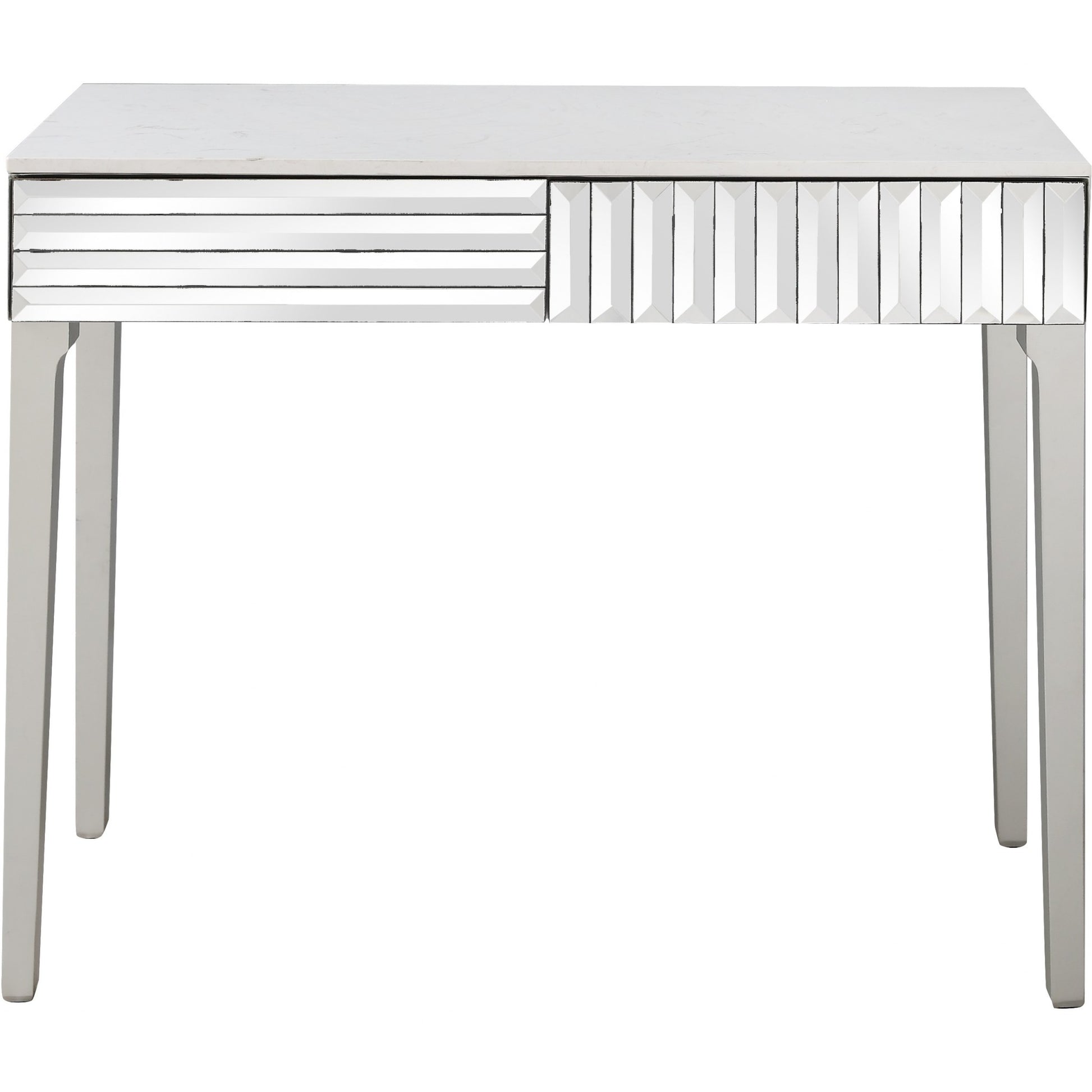 40" Silver Mirrored Glass Console Table-Console Tables-DECOROLALA