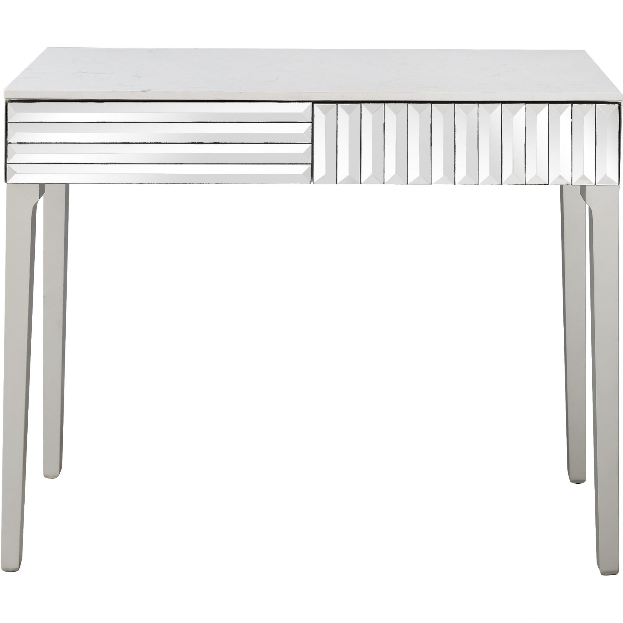 40" Silver Mirrored Glass Console Table-Console Tables-DECOROLALA