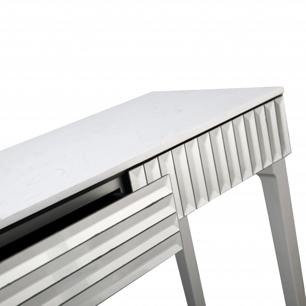 40" Silver Mirrored Glass Console Table-Console Tables-DECOROLALA