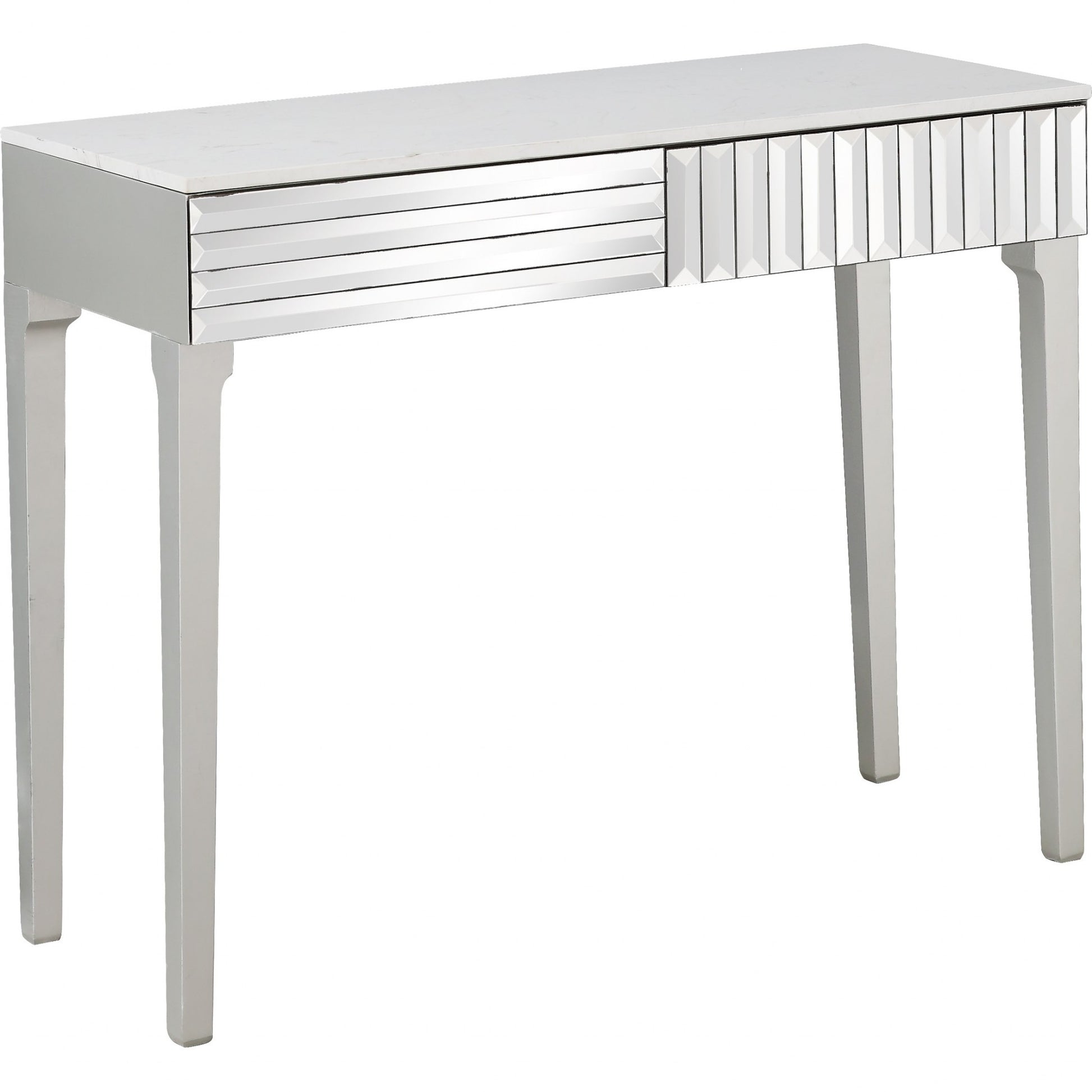 40" Silver Mirrored Glass Console Table-Console Tables-DECOROLALA