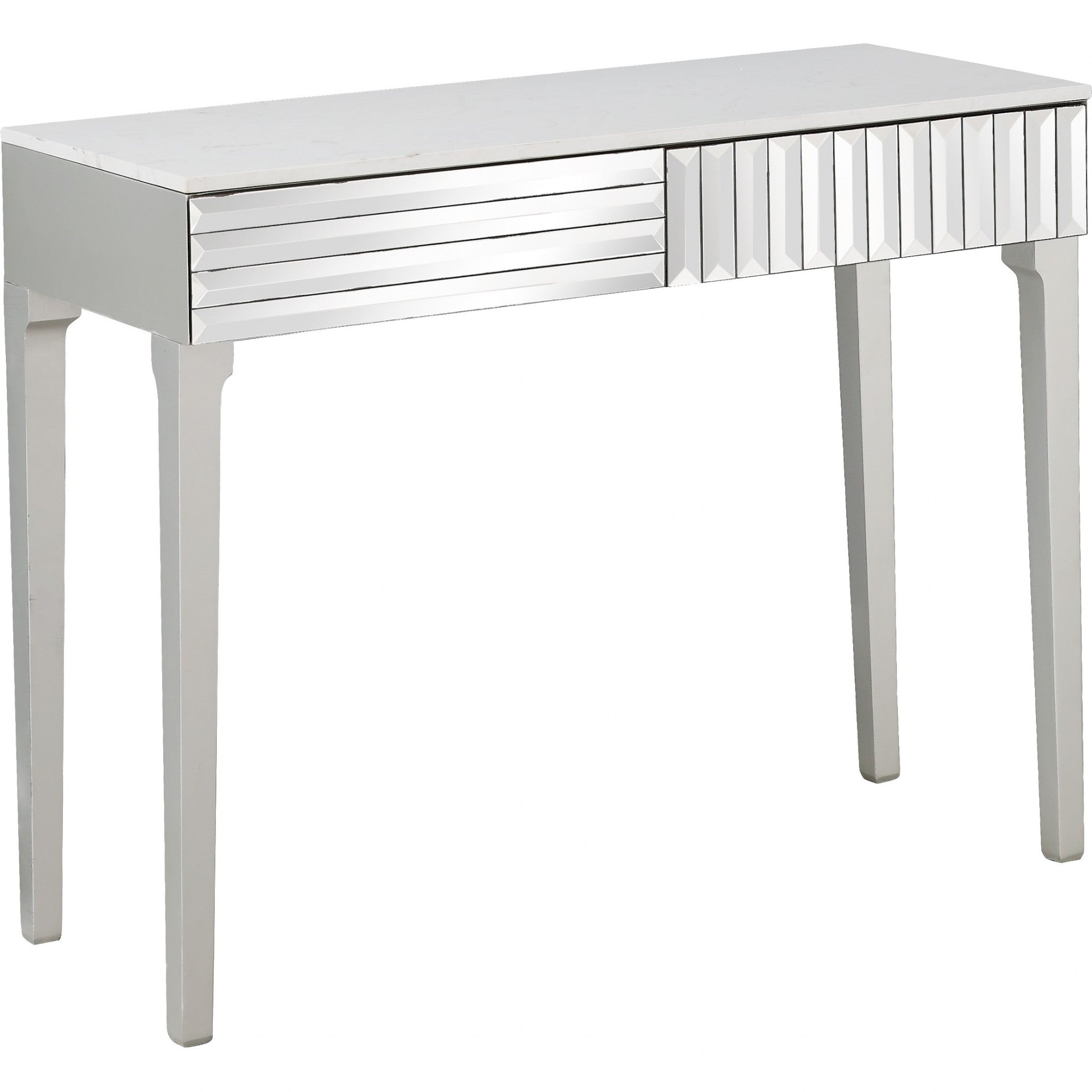 40" Silver Mirrored Glass Console Table-Console Tables-DECOROLALA