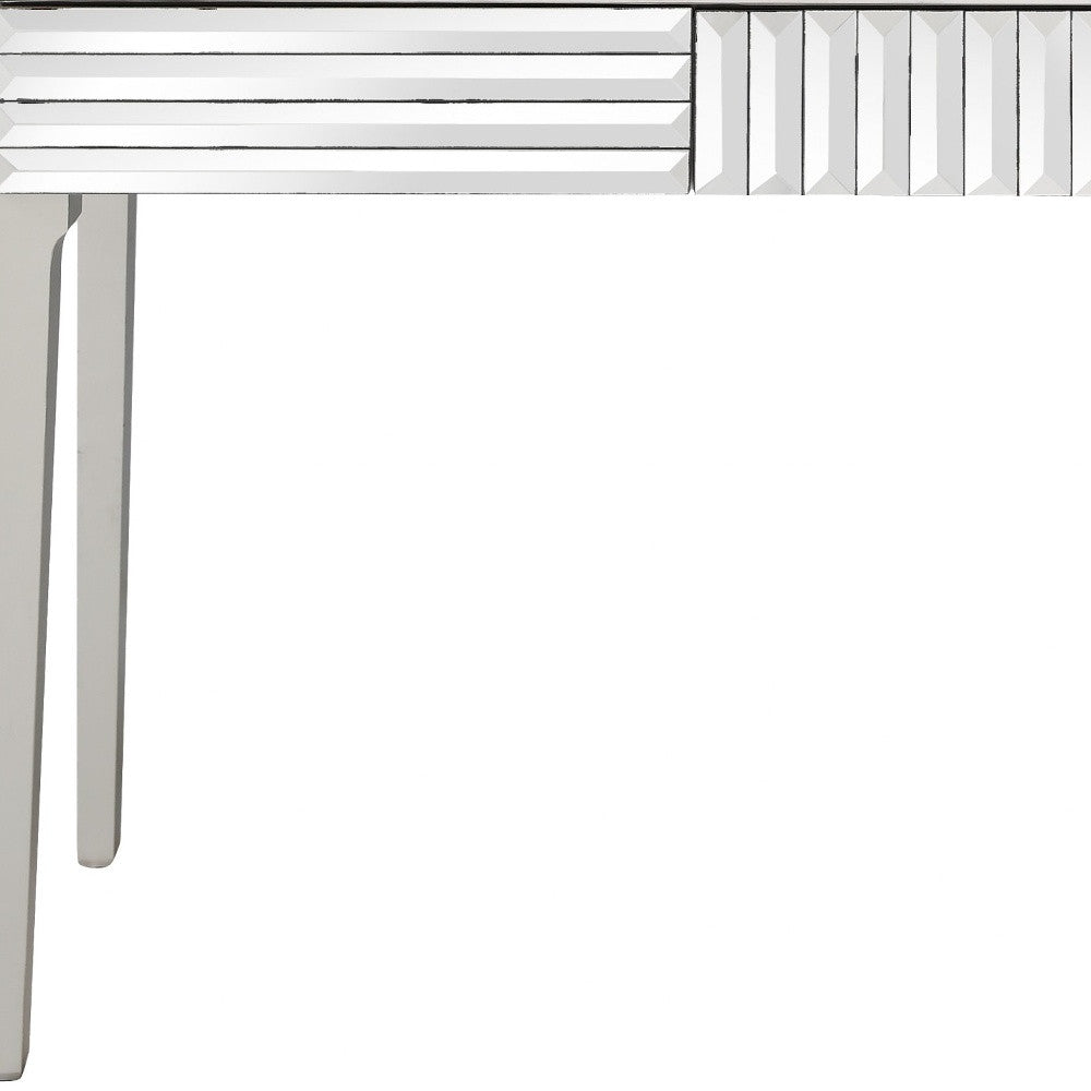 40" Silver Mirrored Glass Console Table-Console Tables-DECOROLALA