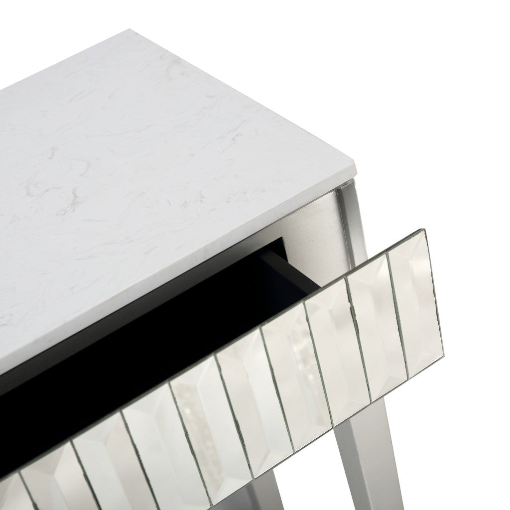 40" Silver Mirrored Glass Console Table-Console Tables-DECOROLALA