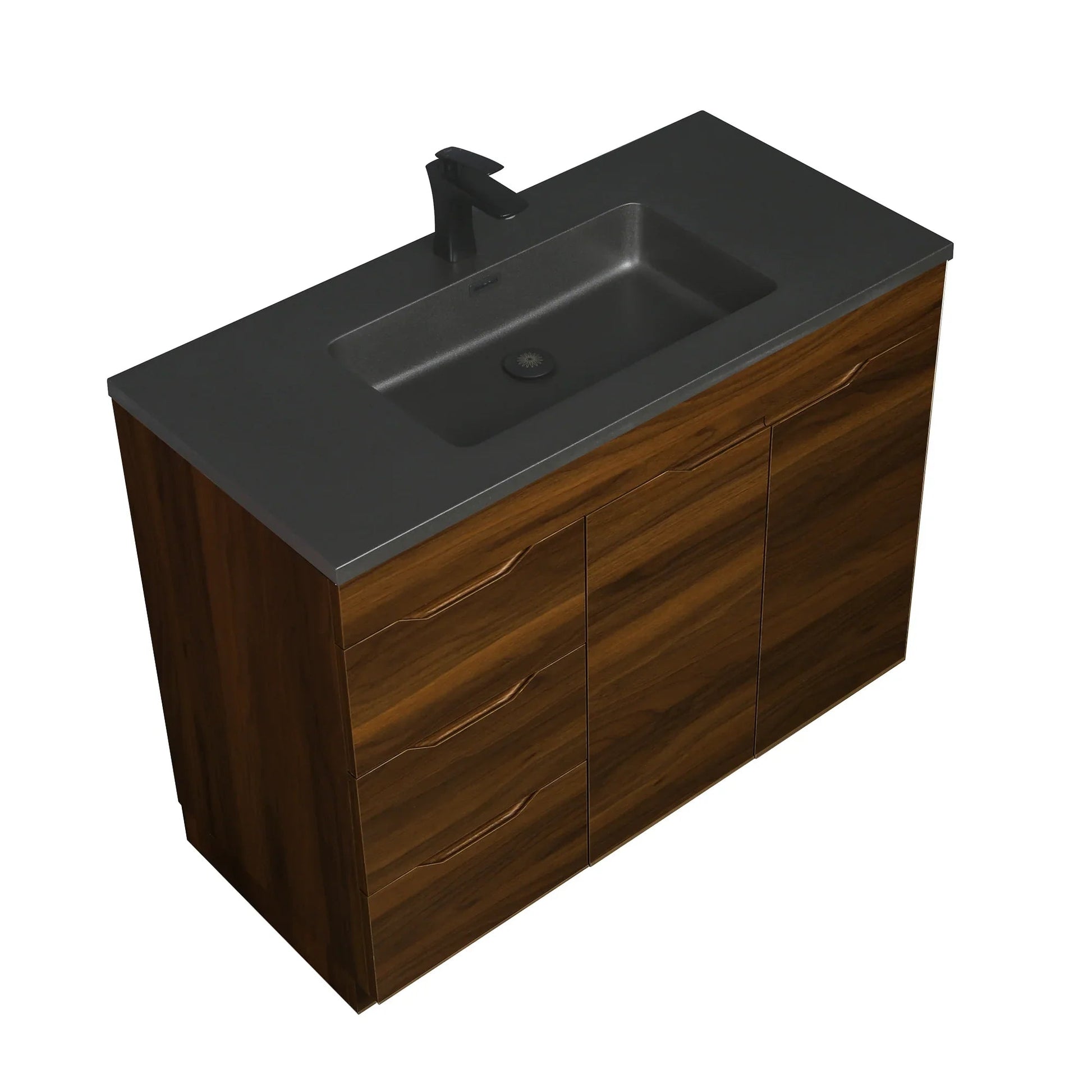 40" Walnut Freestanding Bathroom Vanity with Black Engineered Quartz Countertop-Migration_Bathroom Vanities-DECOROLALA