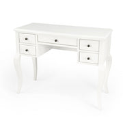 40" White Acacia Wood Writing Desk With Five Drawers-Desks-DECOROLALA