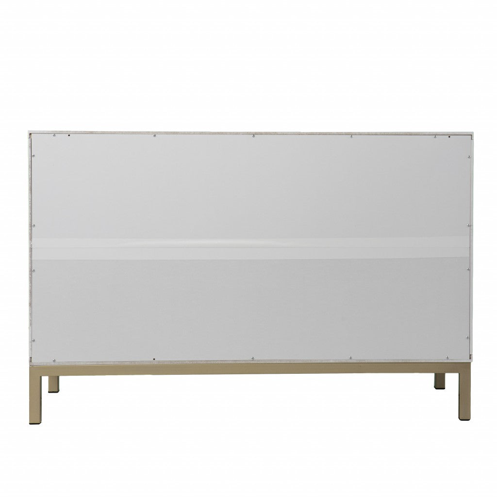 40" White Carved Geometric Sideboard with Two Doors-Sideboards-DECOROLALA