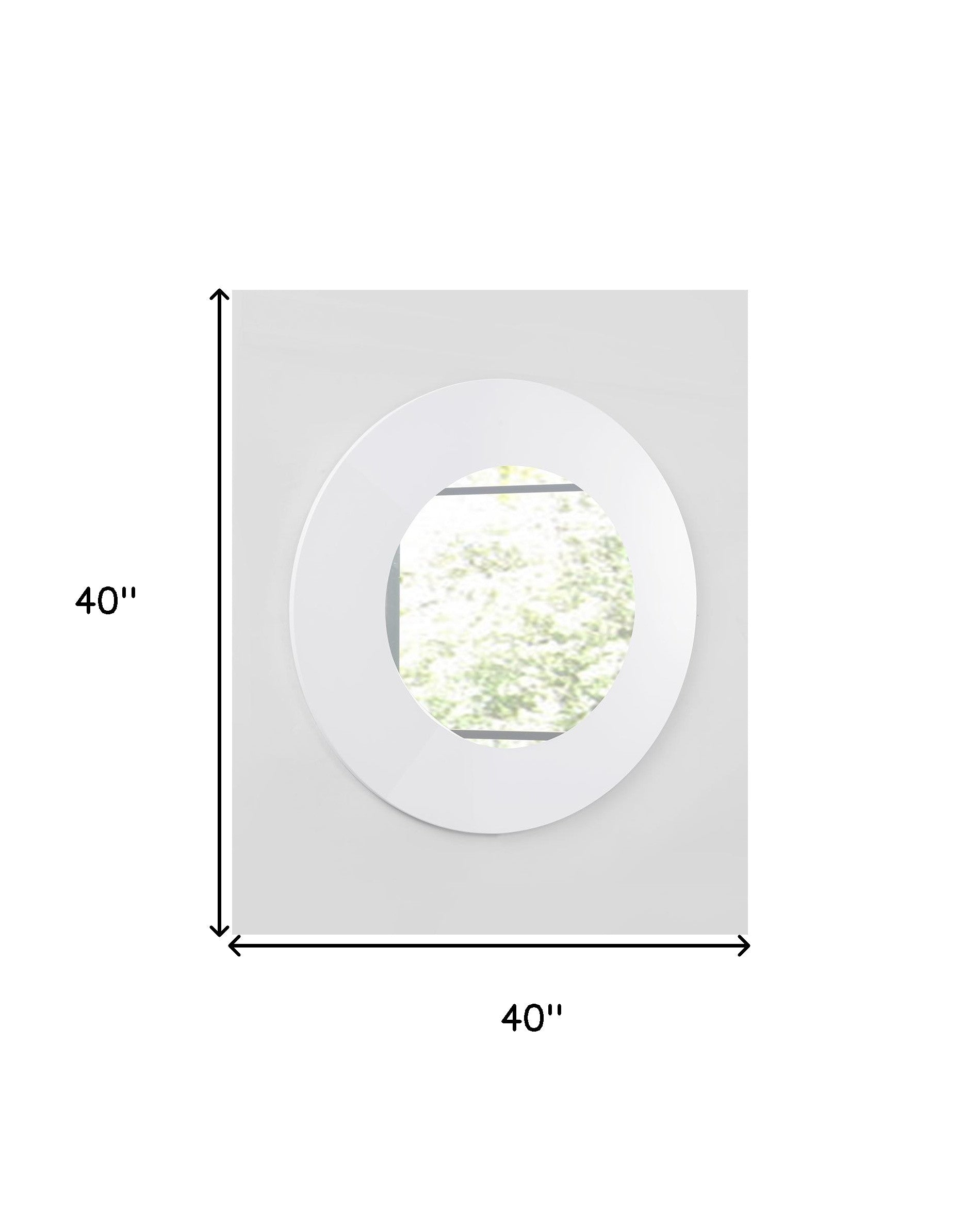 40" White Round Wood Framed Accent Mirror-Mirrors-DECOROLALA