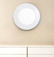 40" White Round Wood Framed Accent Mirror-Mirrors-DECOROLALA