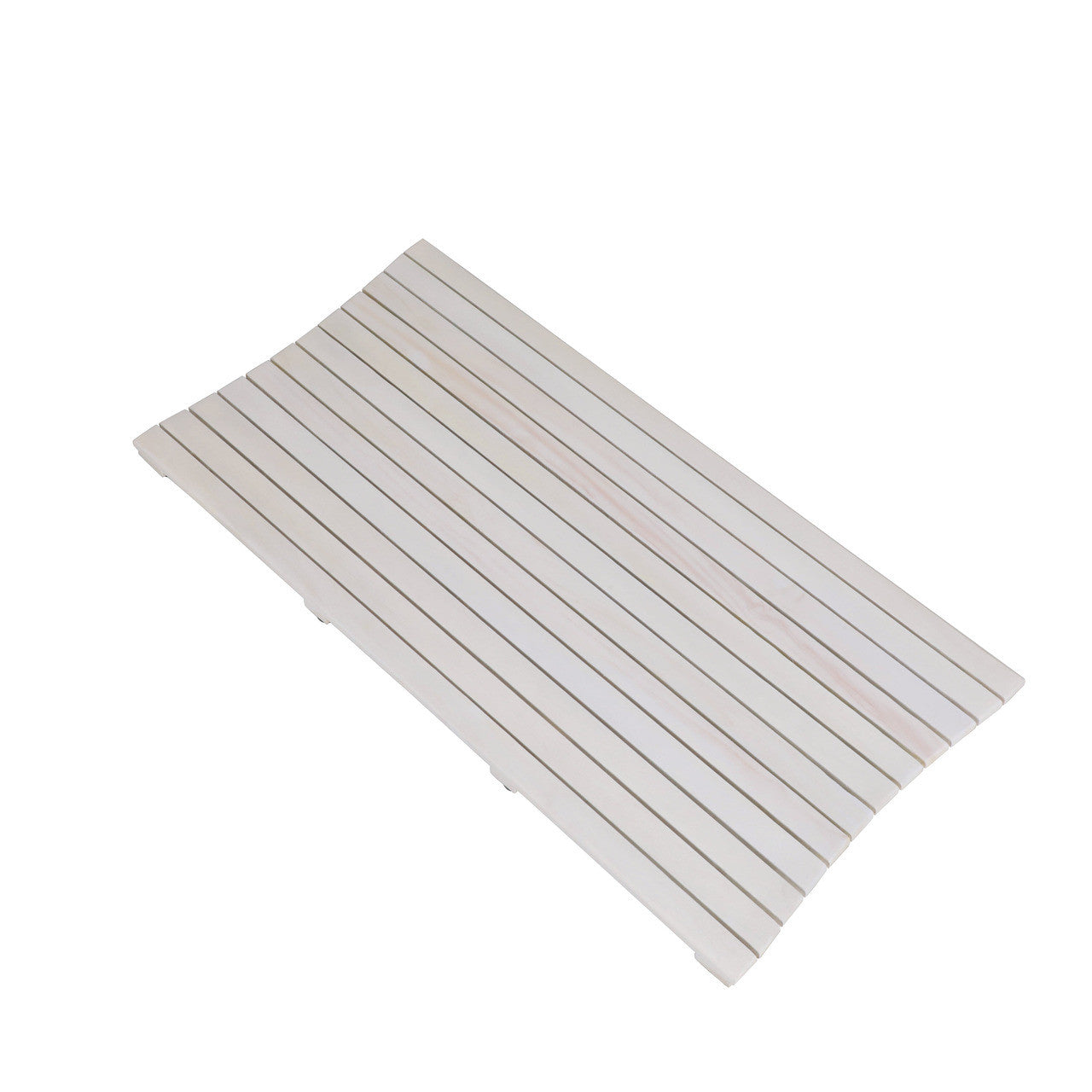 40" White Teak Slat Non Slip Bath Mat-Bath Rugs-DECOROLALA