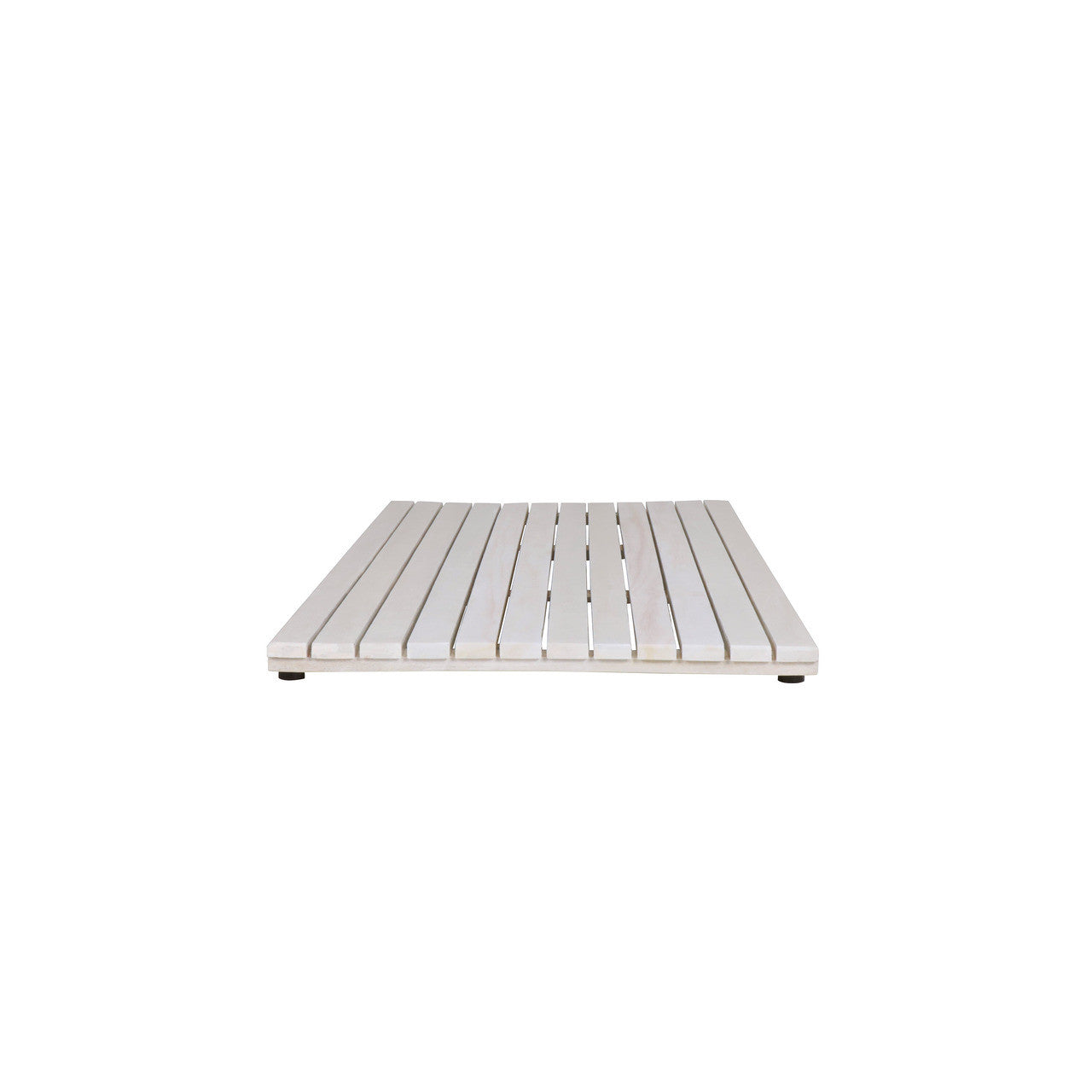 40" White Teak Slat Non Slip Bath Mat-Bath Rugs-DECOROLALA