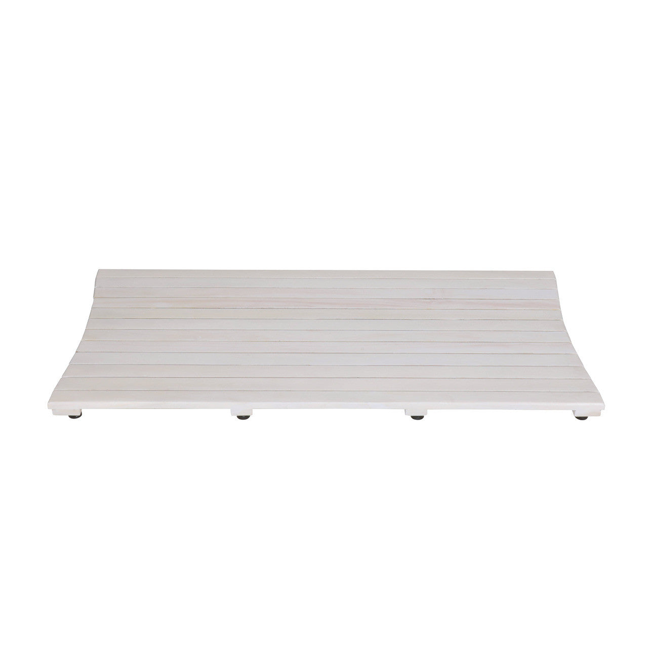 40" White Teak Slat Non Slip Bath Mat-Bath Rugs-DECOROLALA